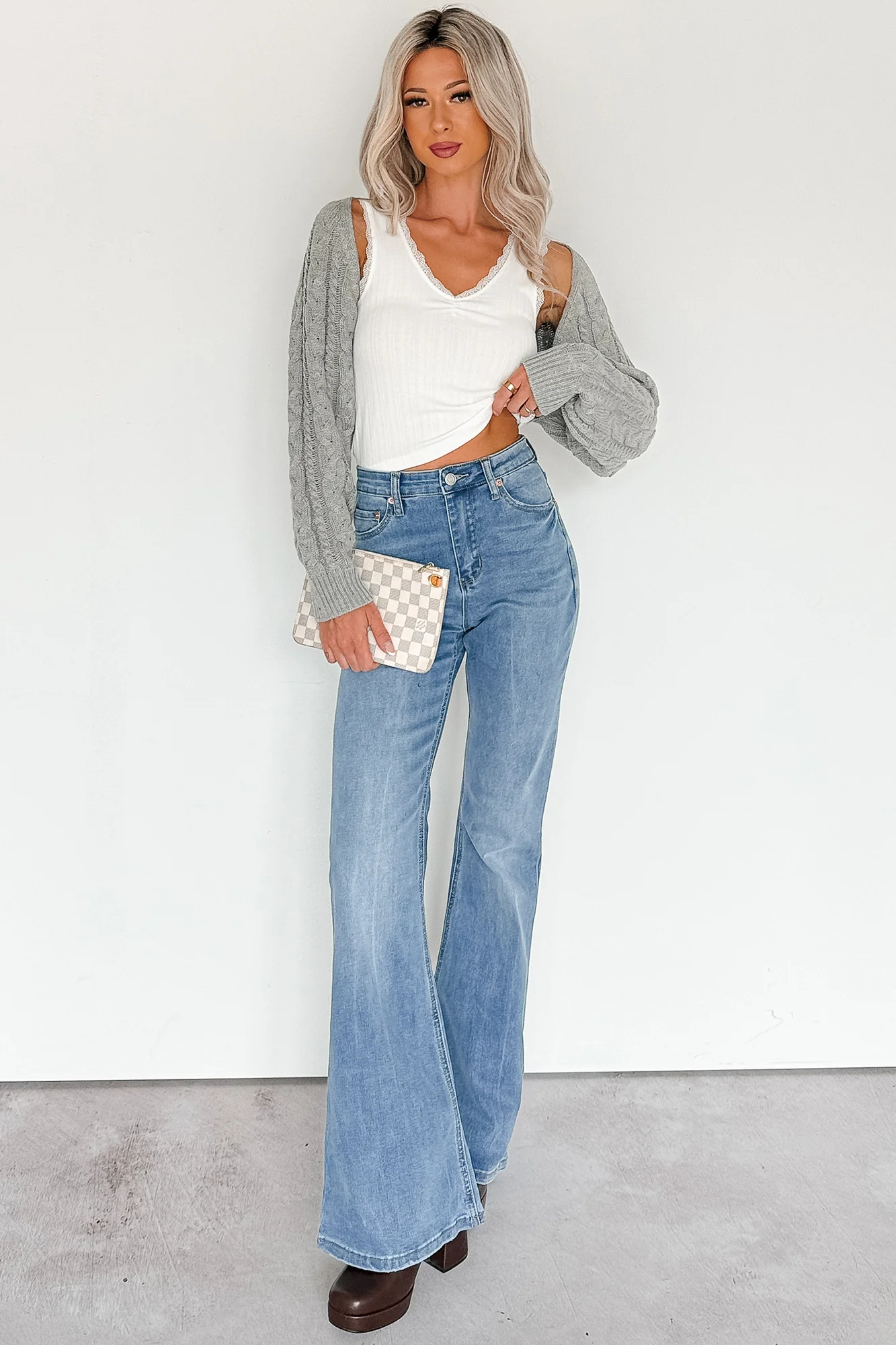 Ease Your Mind Cable Knit Bolero Shrug (Heather Grey) - Image 10