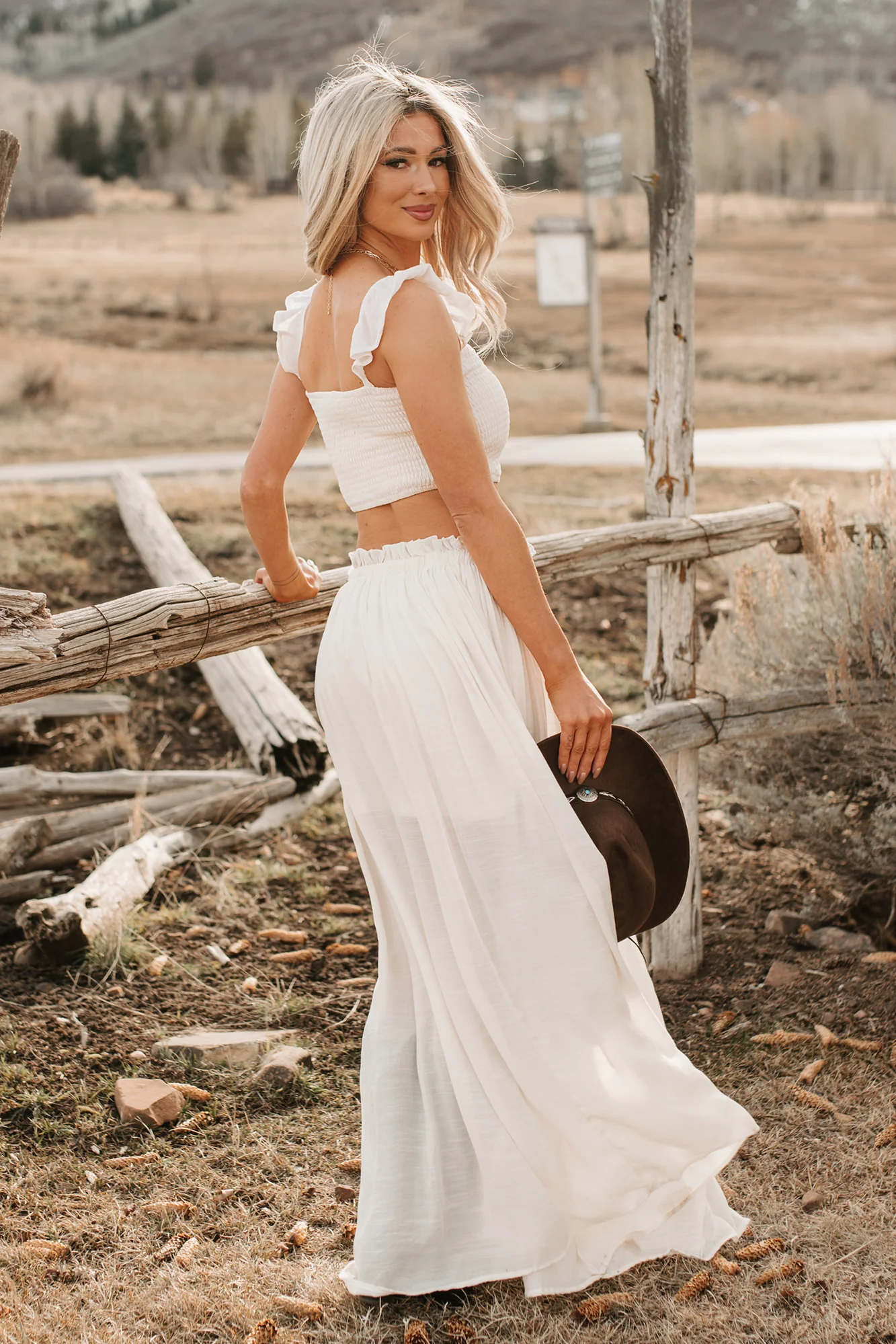 Easy Grace Crop Top & Maxi Skirt Set (Cream) - Image 3