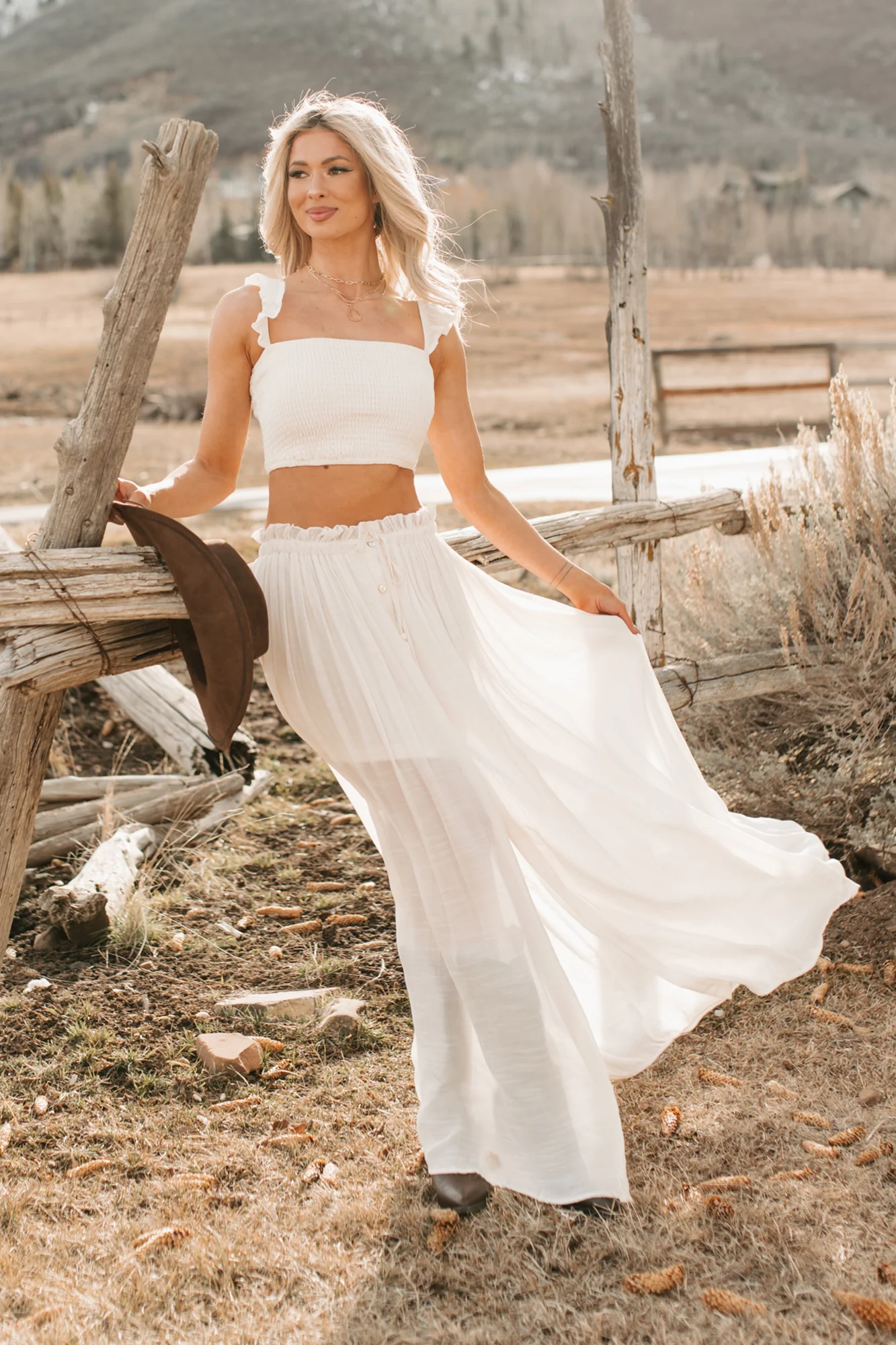 Easy Grace Crop Top & Maxi Skirt Set (Cream) - Image 6