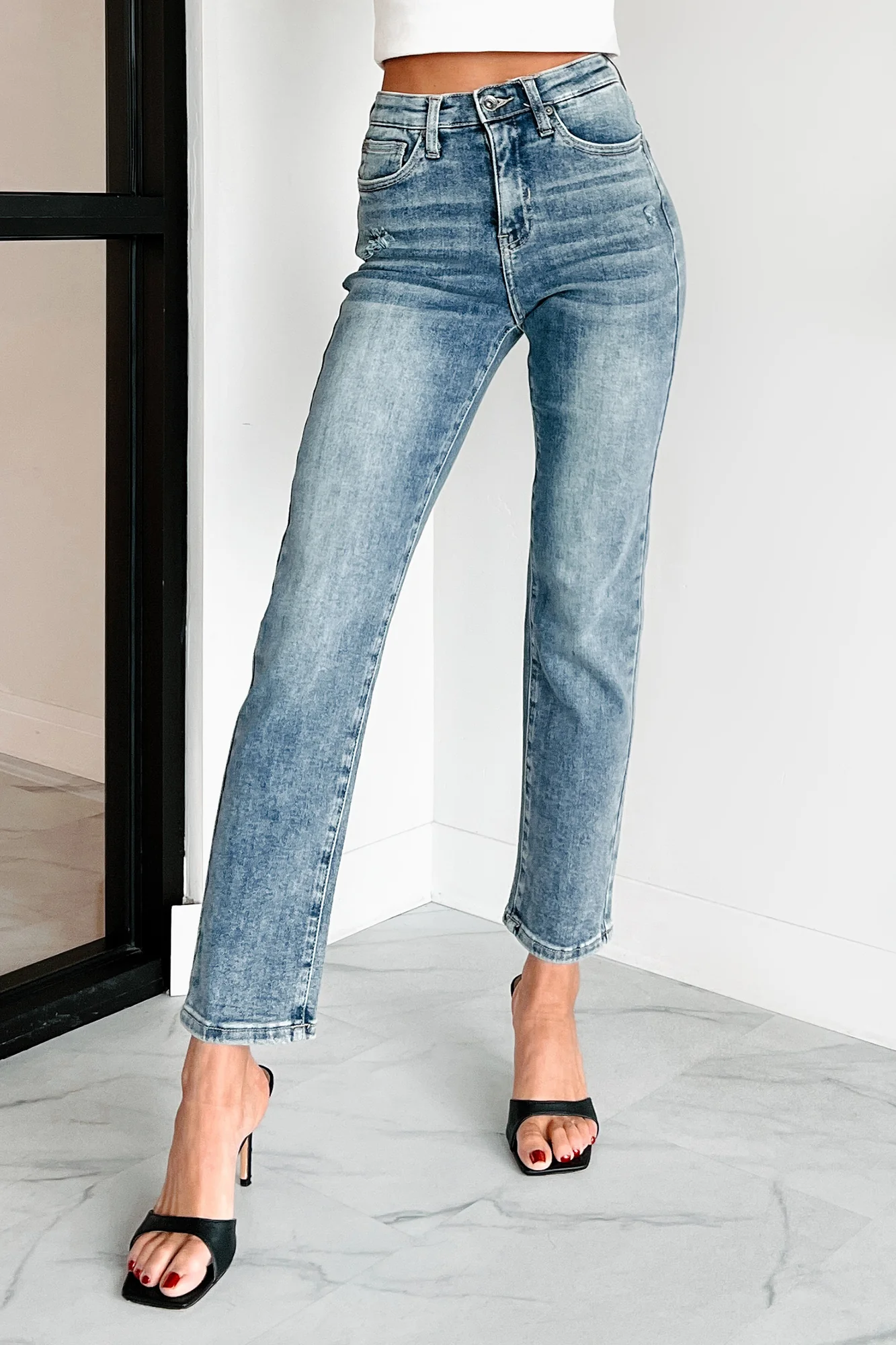 Edna Special A Tummy Control Slim Straight Jeans (Dark) - Image 3