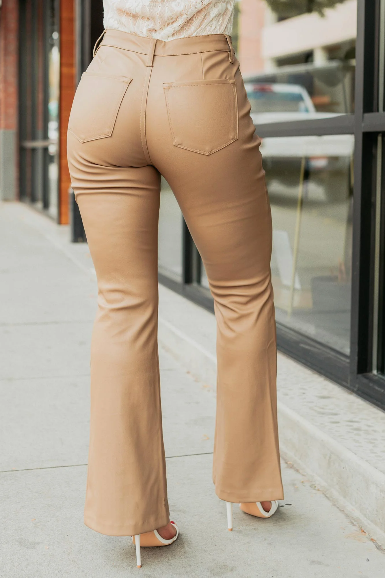 Edwin Faux Leather Kancan Bootcut Pants (Camel) - Image 3