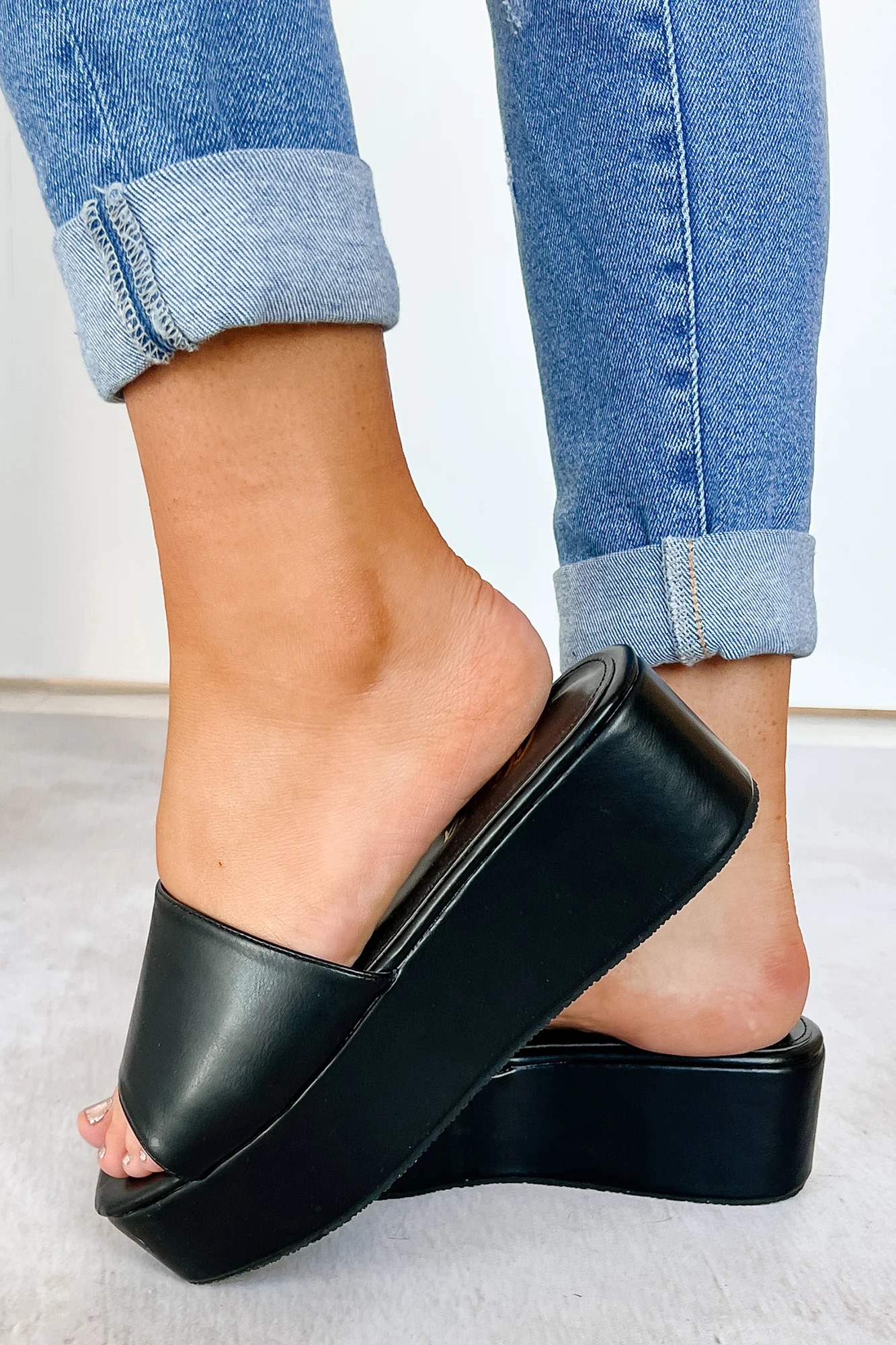 Effortless Edge Platform Wedge Sandals (Black) - Image 3