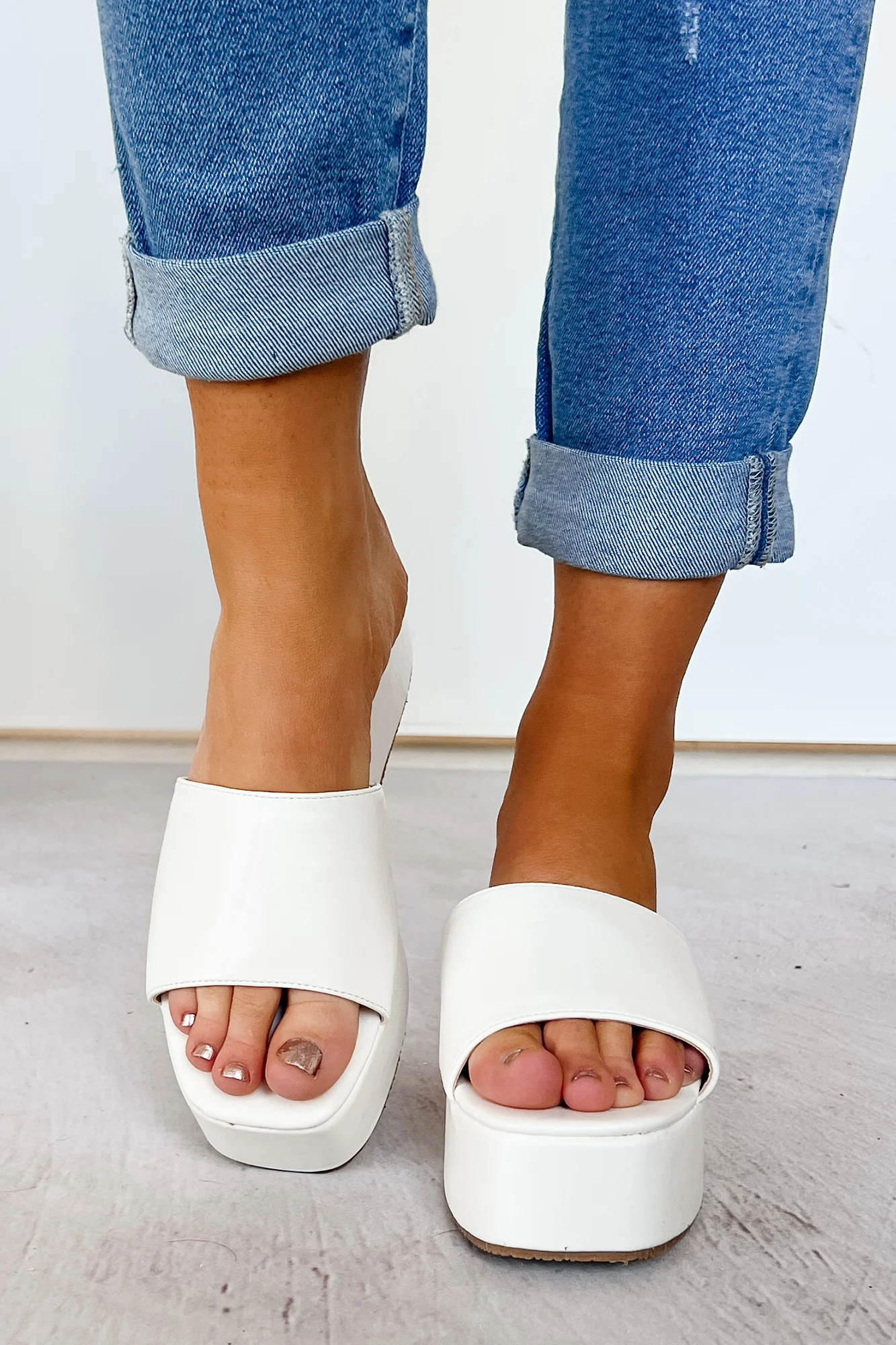 Effortless Edge Platform Wedge Sandals (White) - Image 3