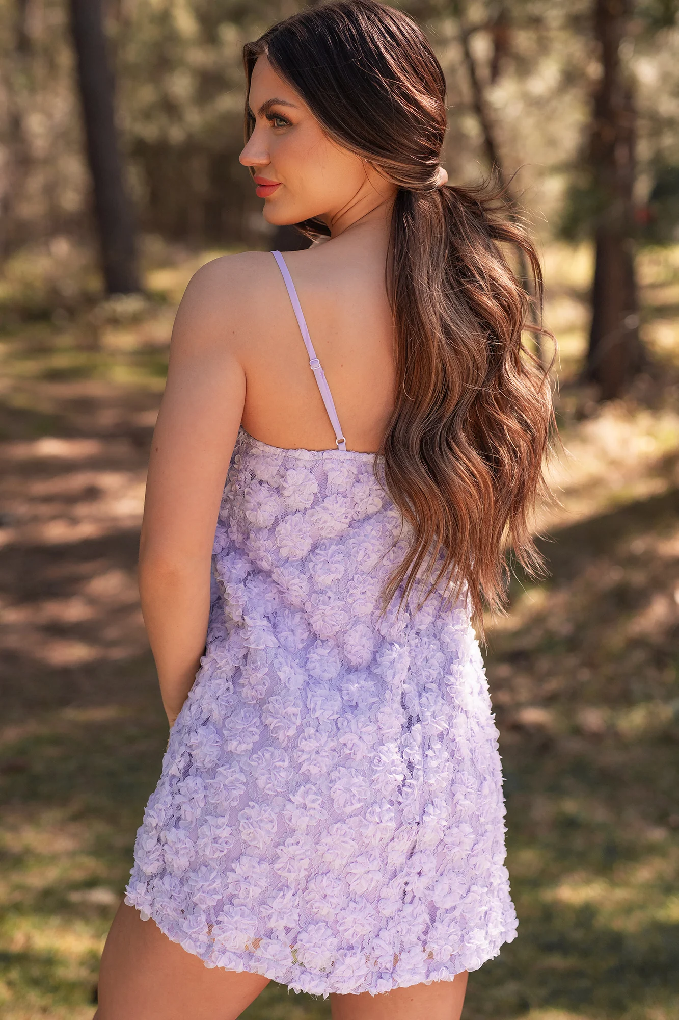 Elegance In Bloom Floral Textured Mini Dress (Periwinkle) - Image 4
