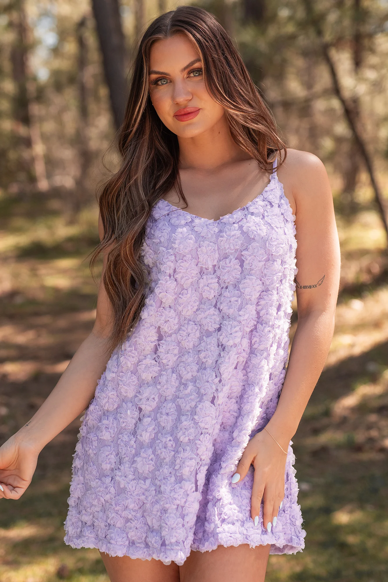 Elegance In Bloom Floral Textured Mini Dress (Periwinkle) - Image 5