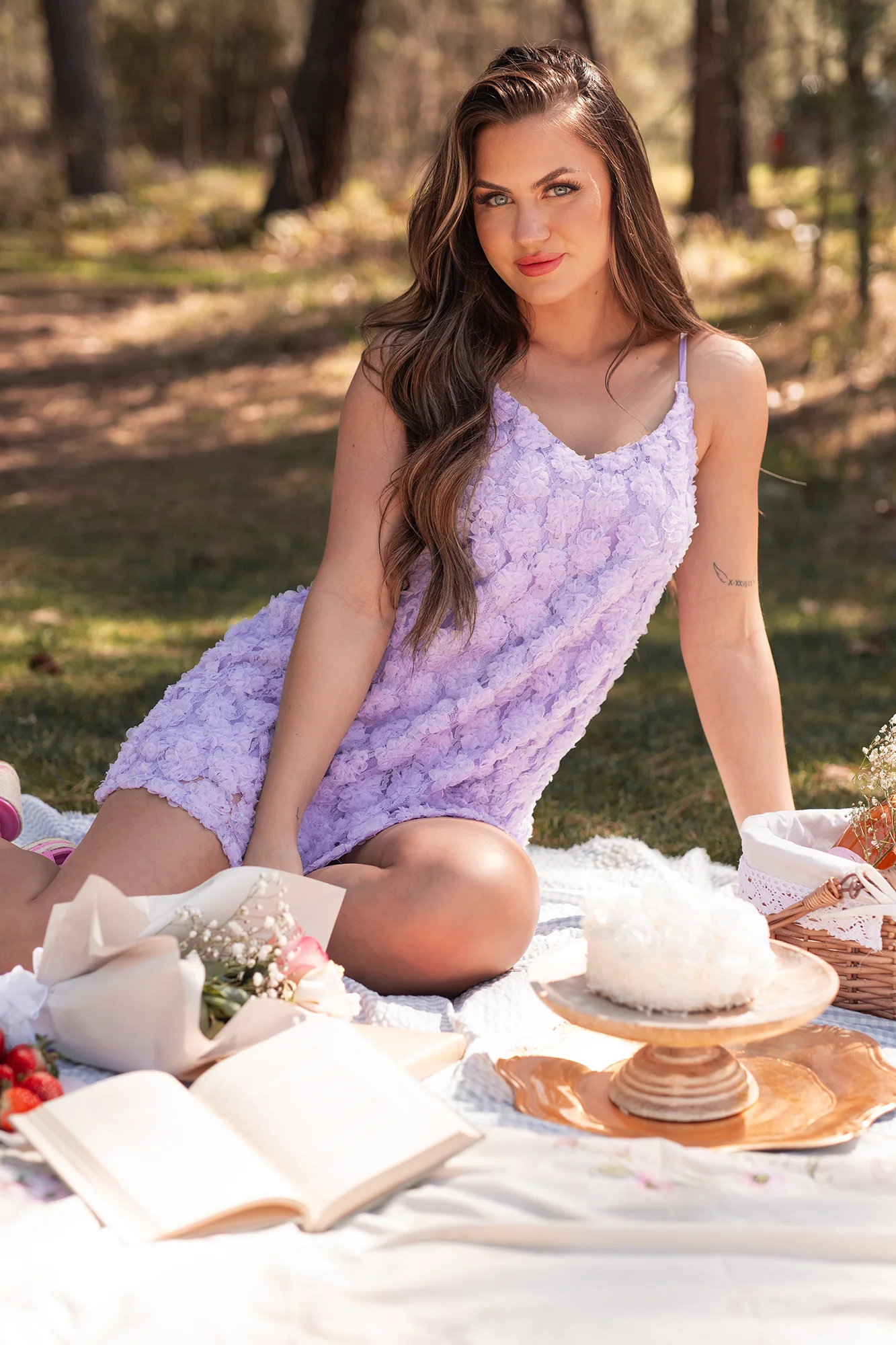Elegance In Bloom Floral Textured Mini Dress (Periwinkle) - Image 7