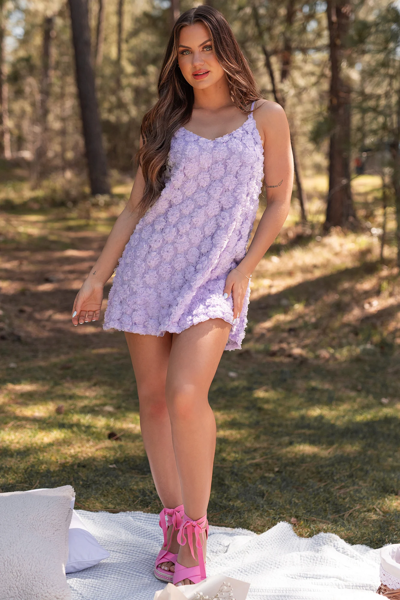 Elegance In Bloom Floral Textured Mini Dress (Periwinkle) - Image 8