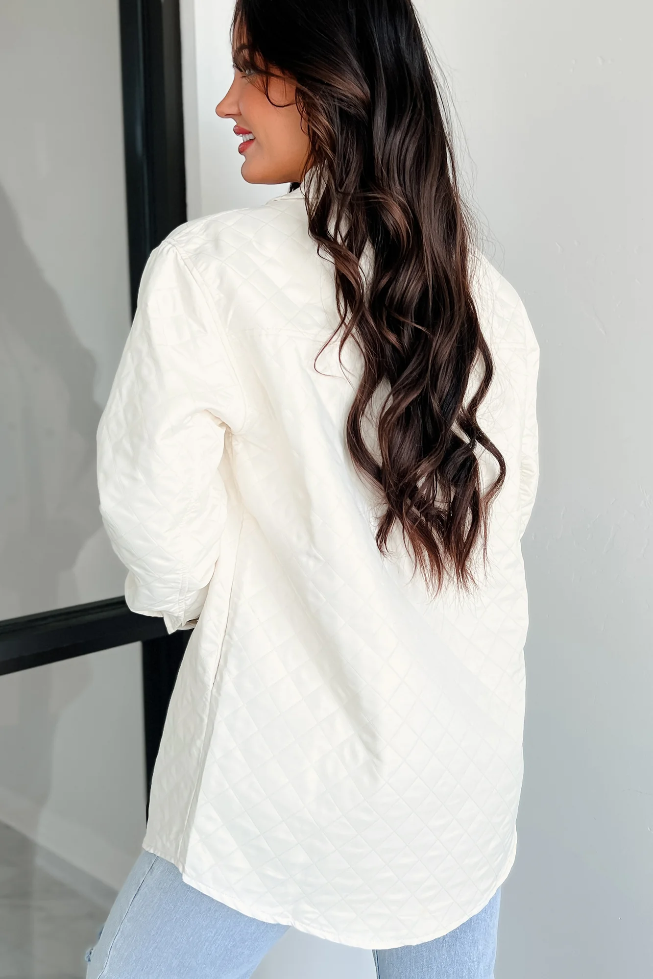 Elevated Composure Quilted Long Shacket (Cream) - Image 5