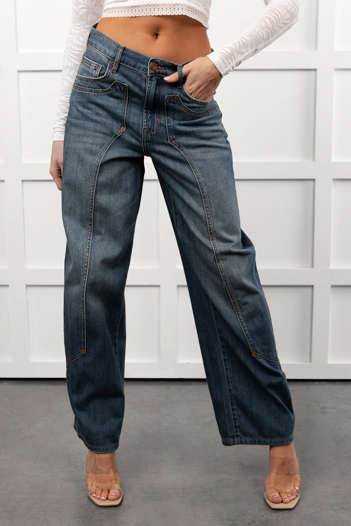 Elise Vintage Baggy Wide Leg Hidden Jeans (Medium) - Image 5