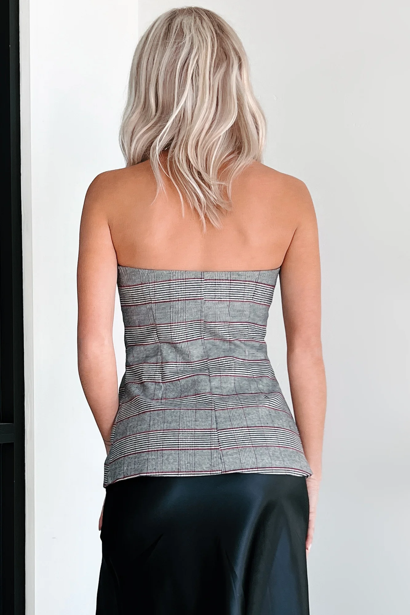 Elite Class Strapless Plaid Top (Multi) - Image 5