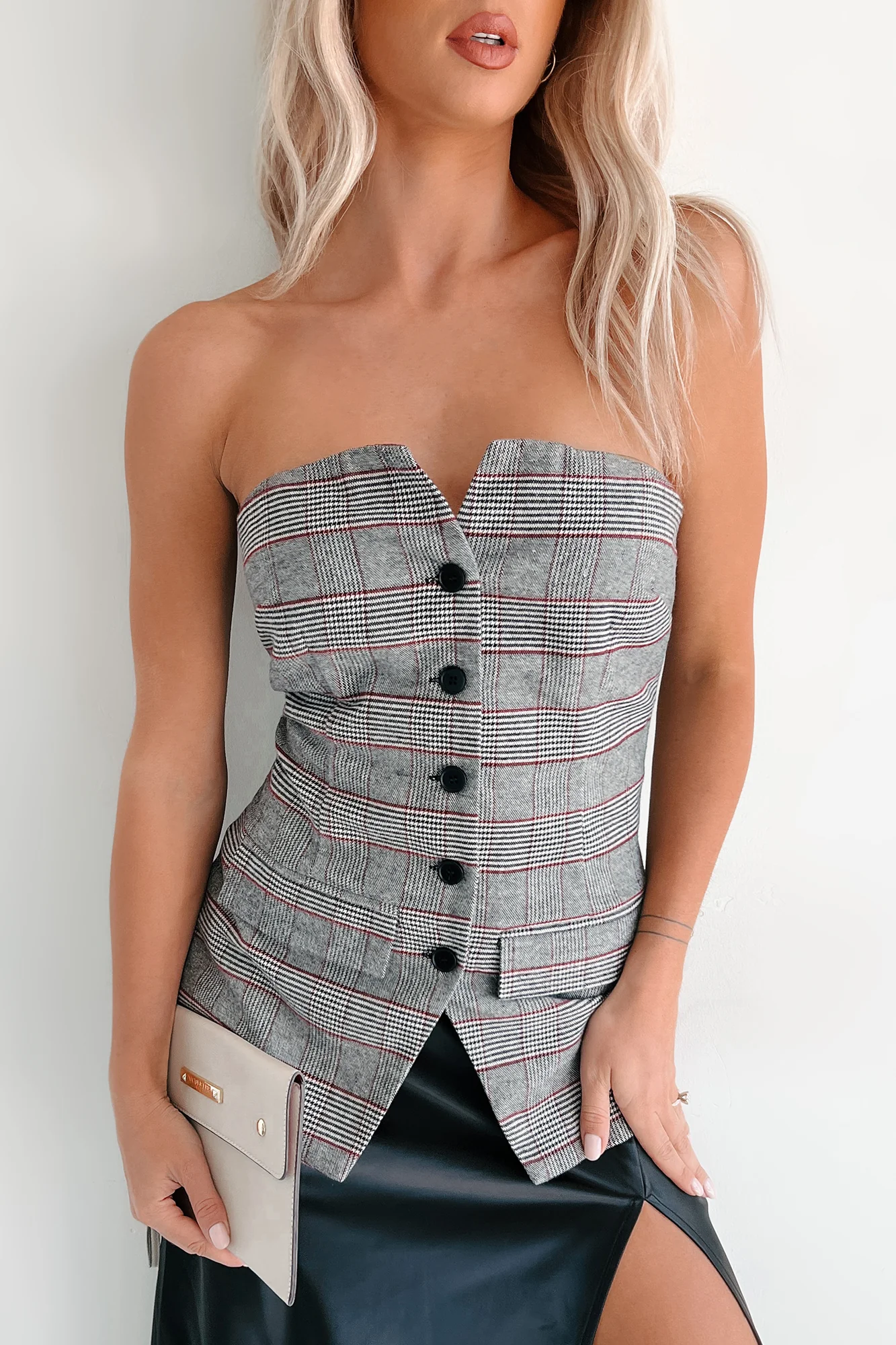 Elite Class Strapless Plaid Top (Multi) - Image 9
