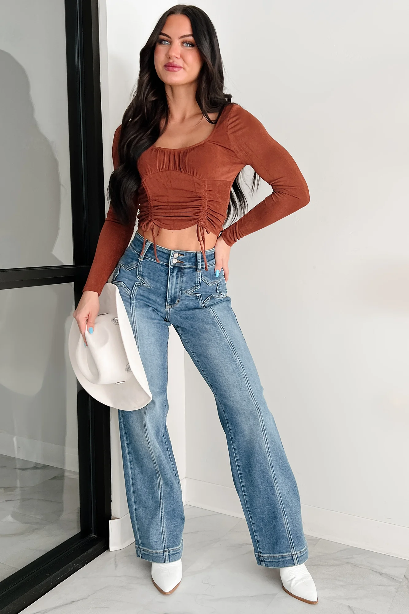 Ella Star Front Seam Wide Leg Judy Blue Jeans (Medium) - Image 6