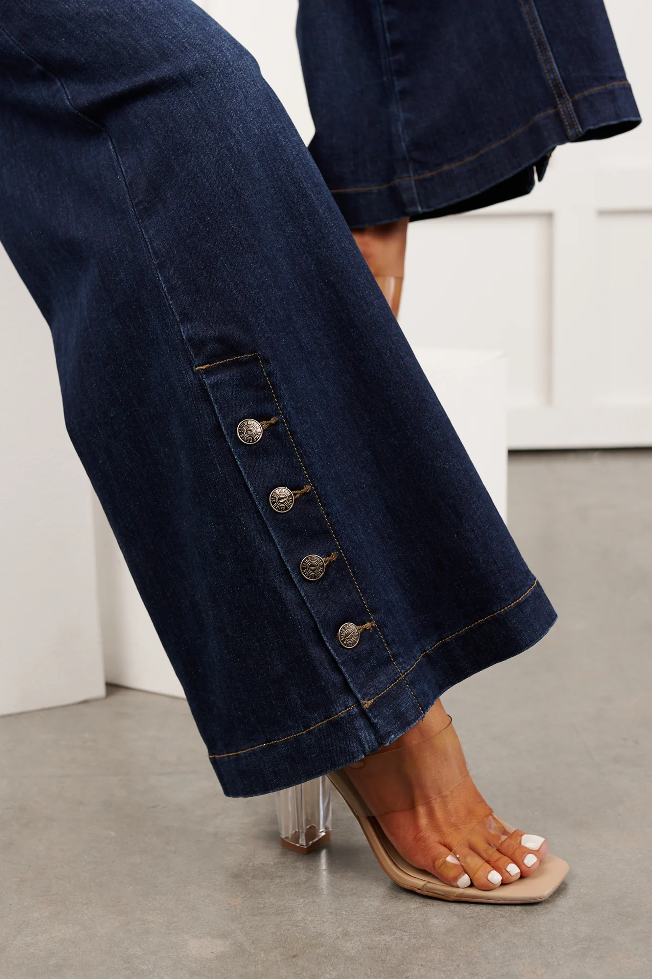 Ellory High Rise Saige Tummy Control Wide Leg Jeans (Dark) - Image 10