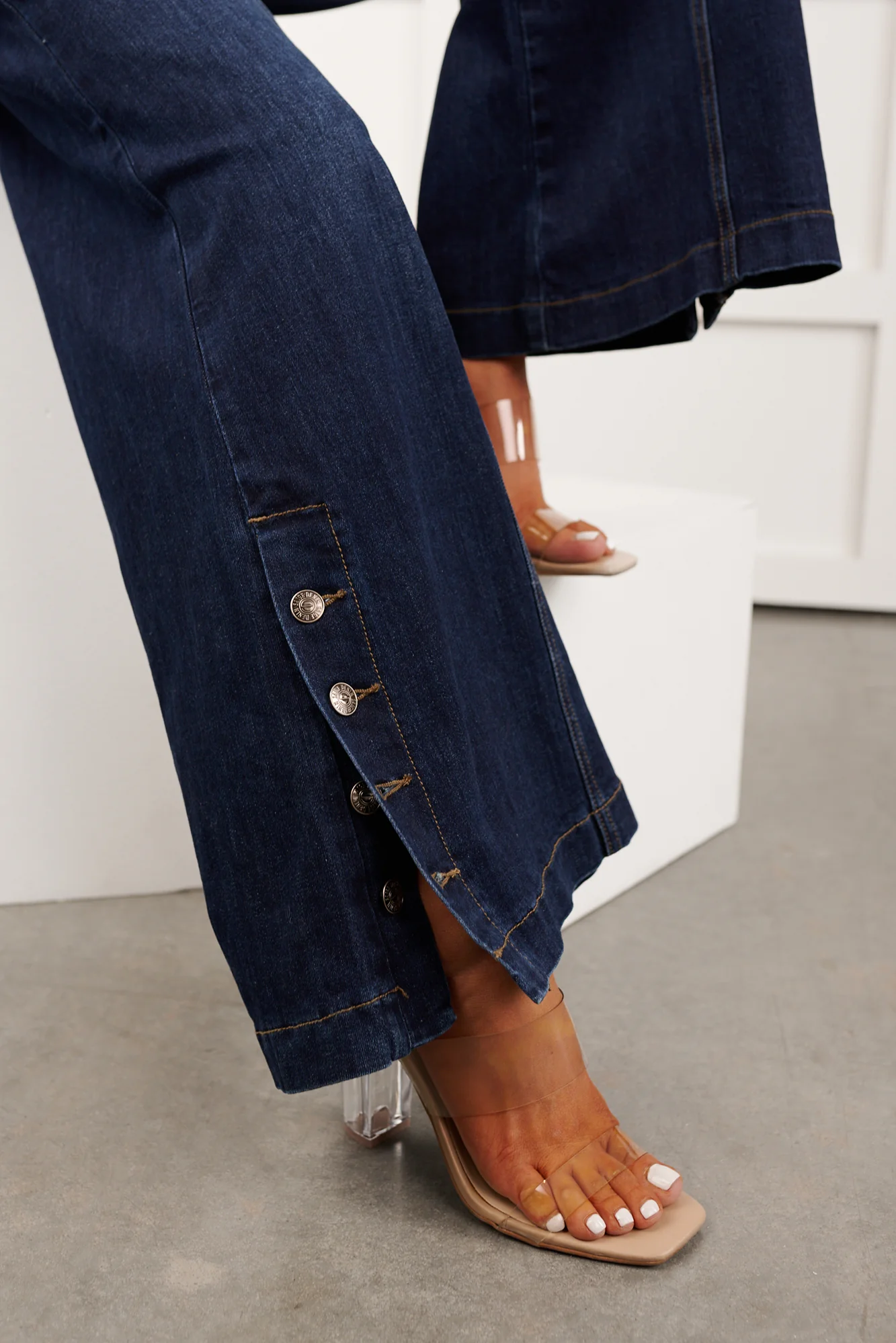 Ellory High Rise Saige Tummy Control Wide Leg Jeans (Dark) - Image 11