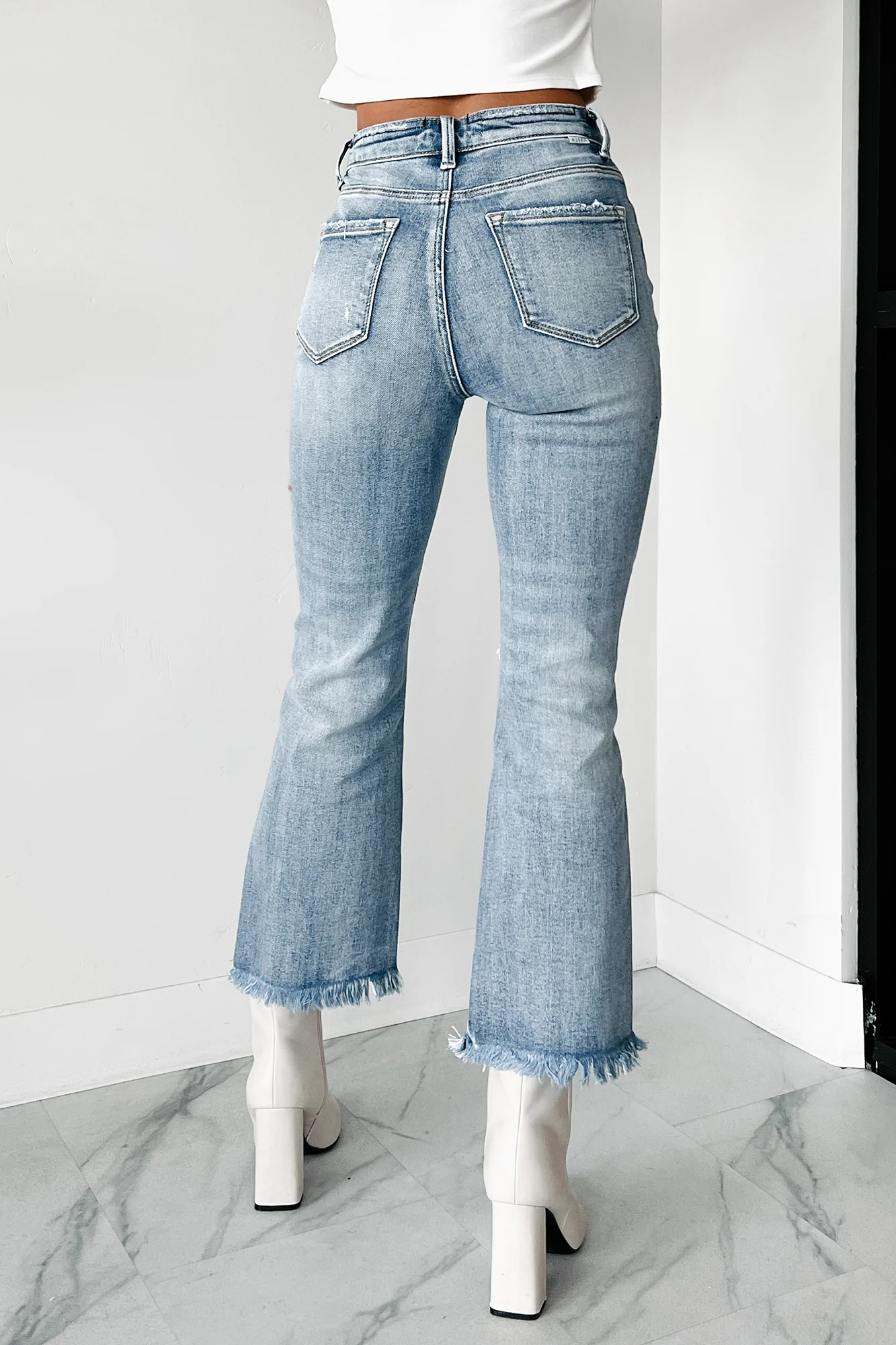 Eloise High Rise Distressed Crop Flare Risen Jeans (Medium) - Image 3