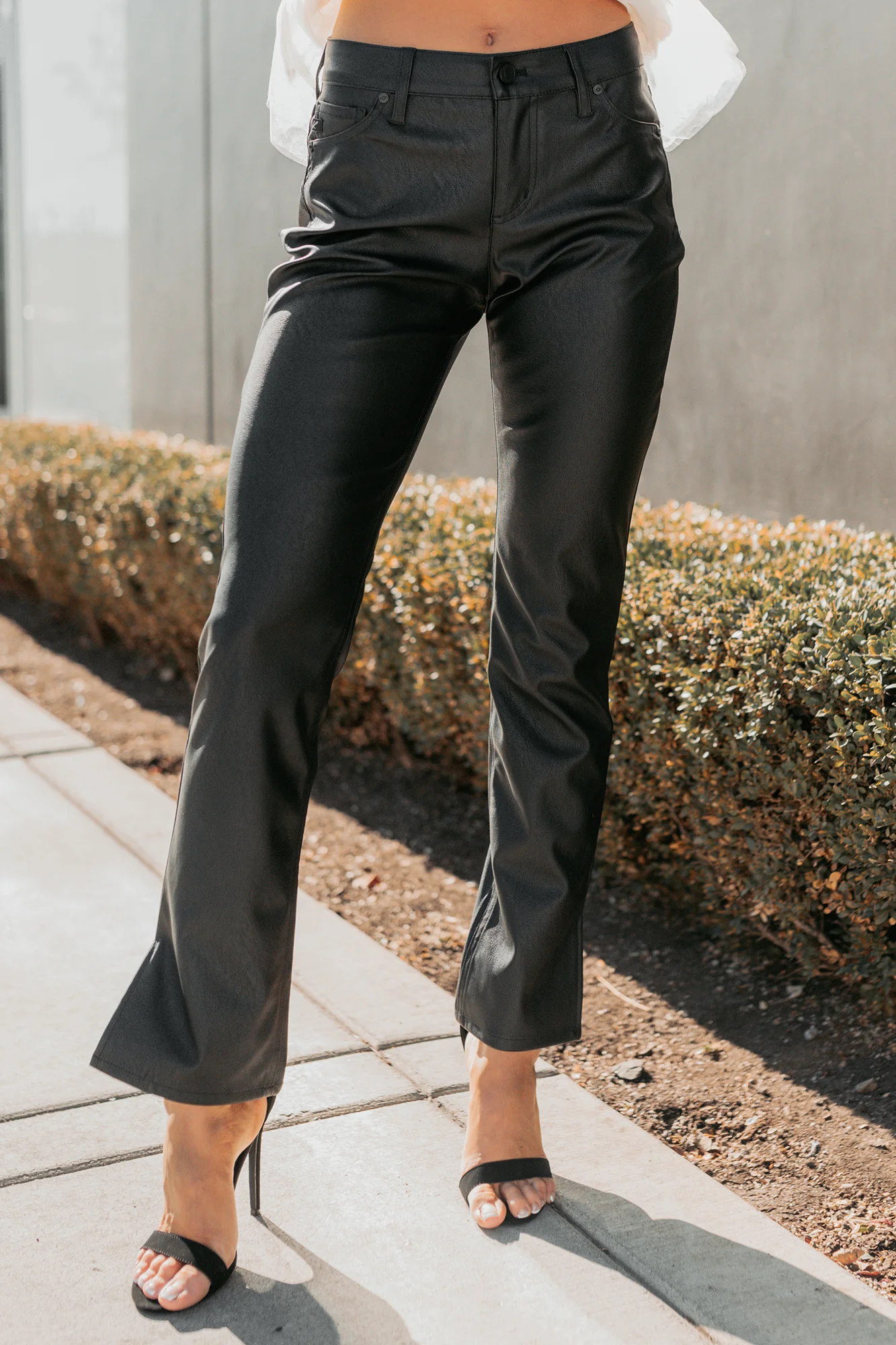Emberly Faux Leather Bootcut Kancan Pants (Black) - Image 3