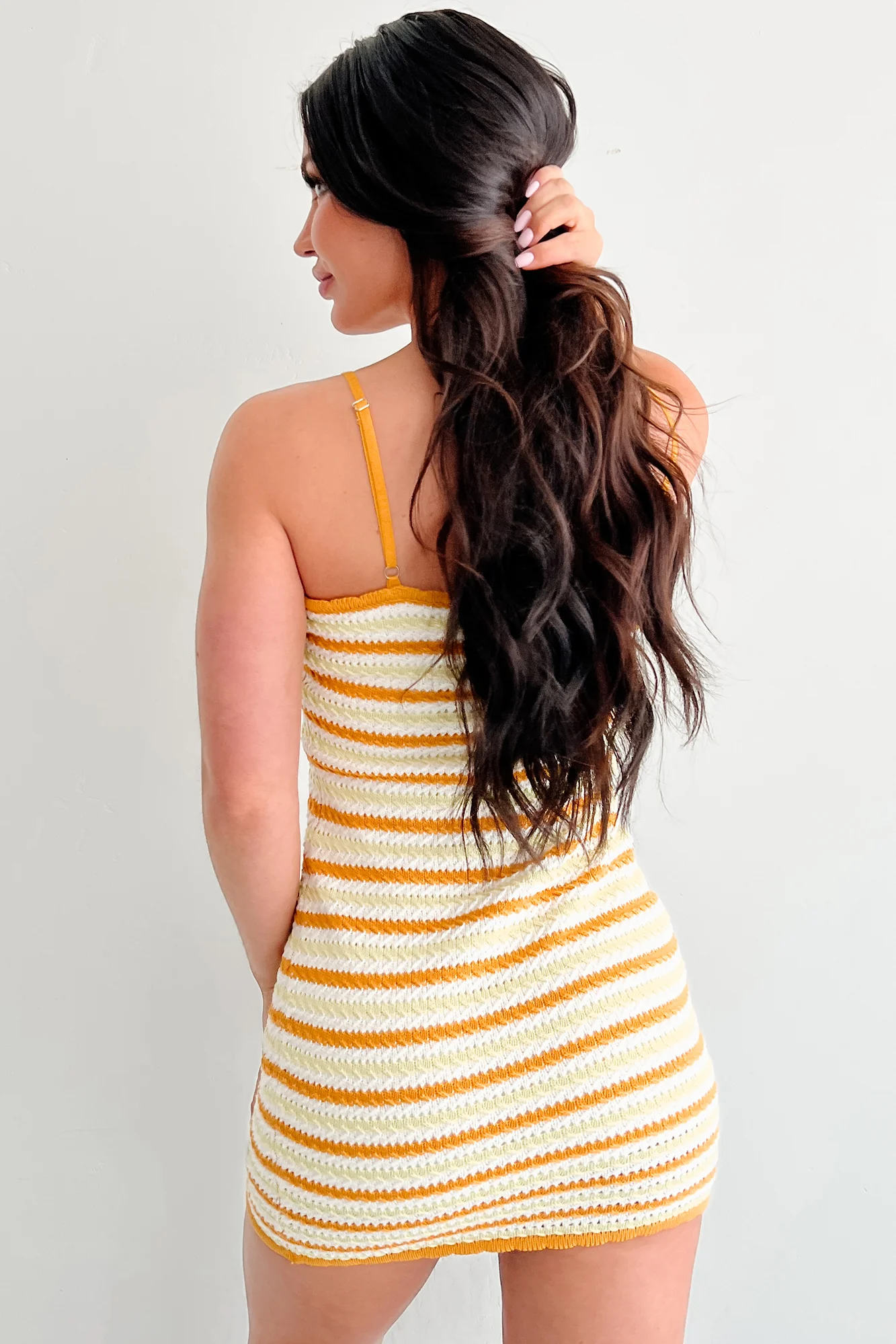 Endless Days Striped Crochet Mini Dress (Sunbaked) - Image 4