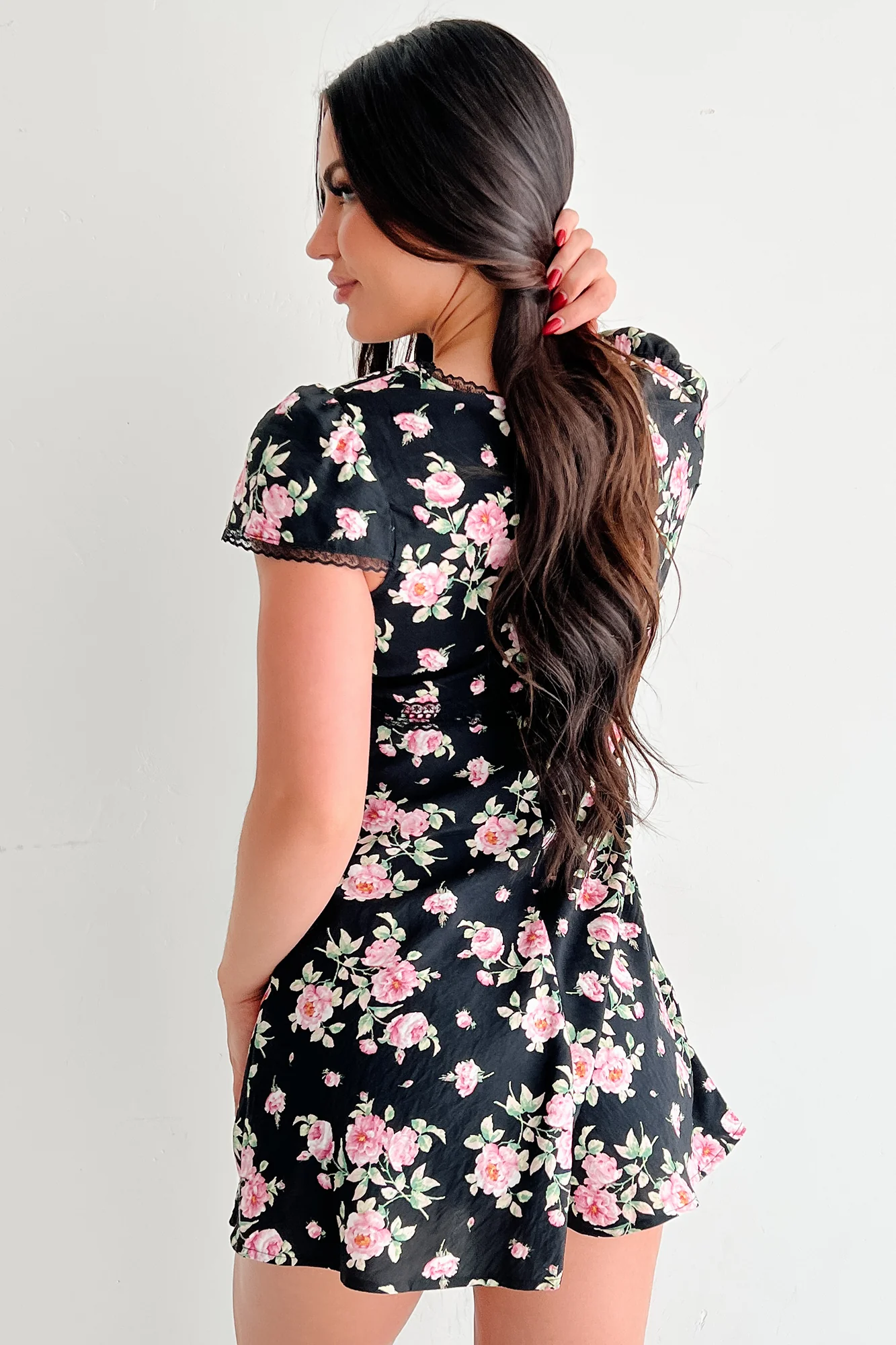 Endless Rose Floral Mini Dress (Black) - Image 4