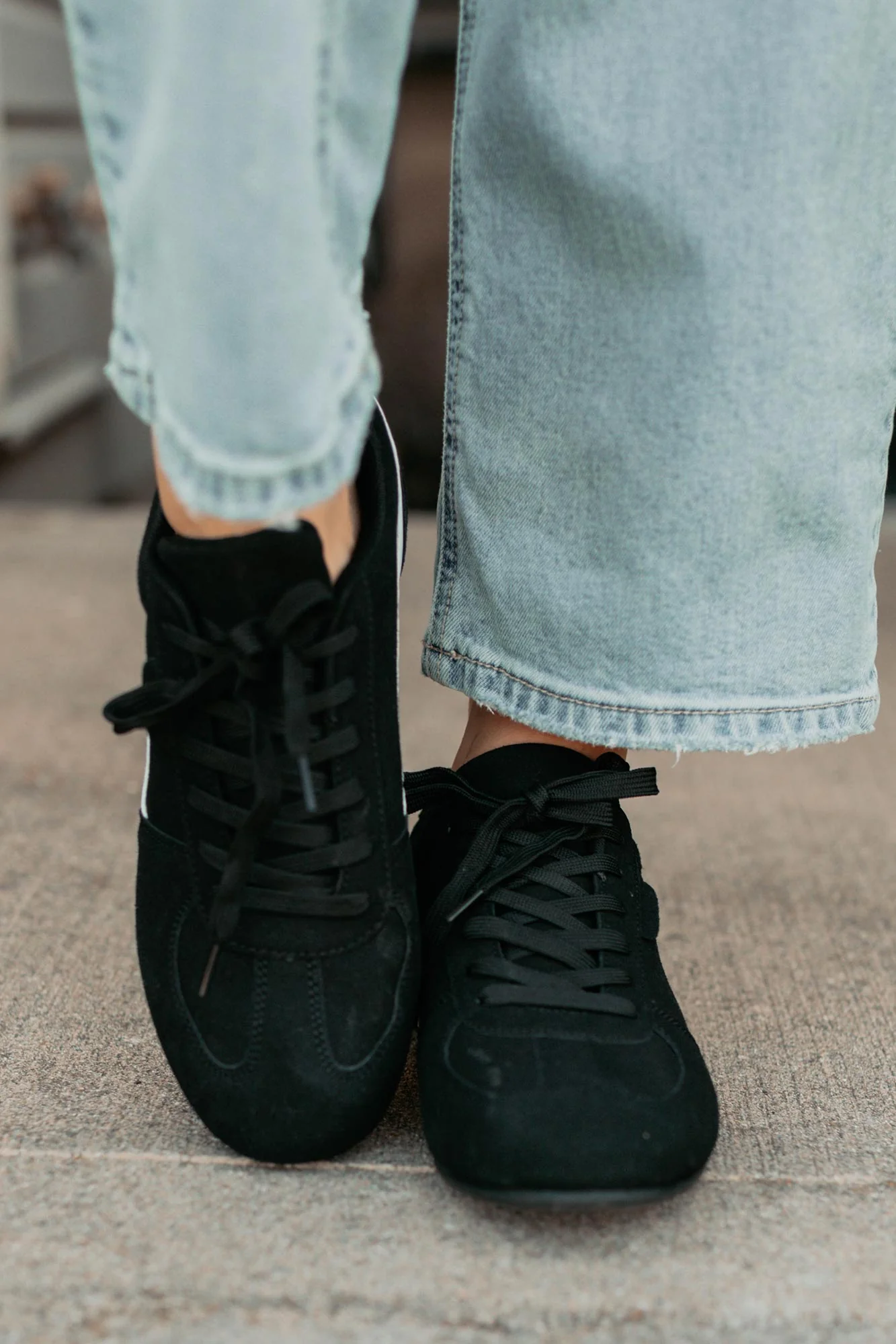 Endurance Edge Lace-Up Faux Suede Sneakers (Black) - Image 4