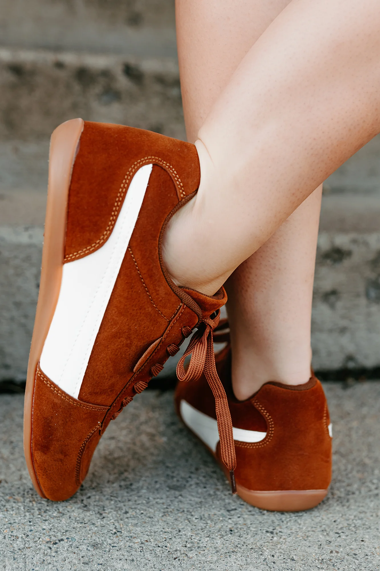 Endurance Edge Lace-Up Faux Suede Sneakers (Brown) - Image 3