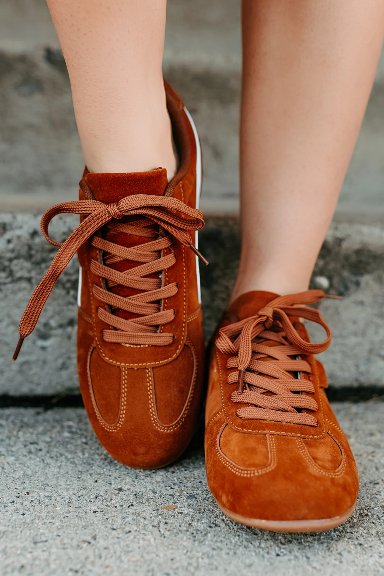 Endurance Edge Lace-Up Faux Suede Sneakers (Brown) - Image 4