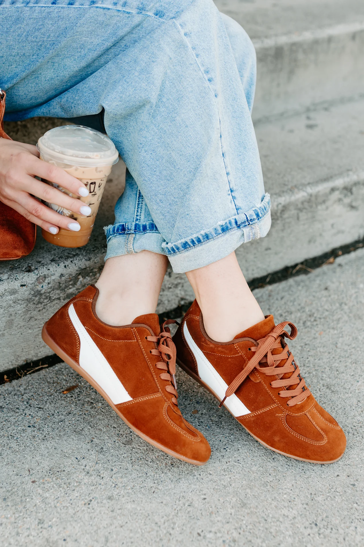 Endurance Edge Lace-Up Faux Suede Sneakers (Brown) - Image 6