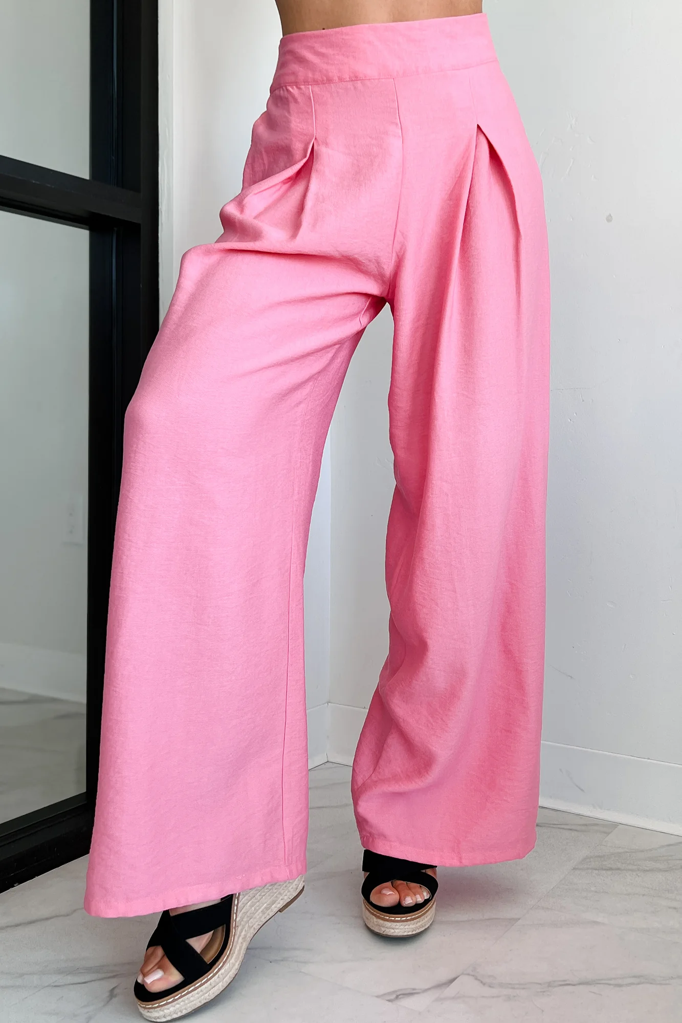 Energetic Response High Rise Pleated Wide Leg Pants (Pink) - Image 11