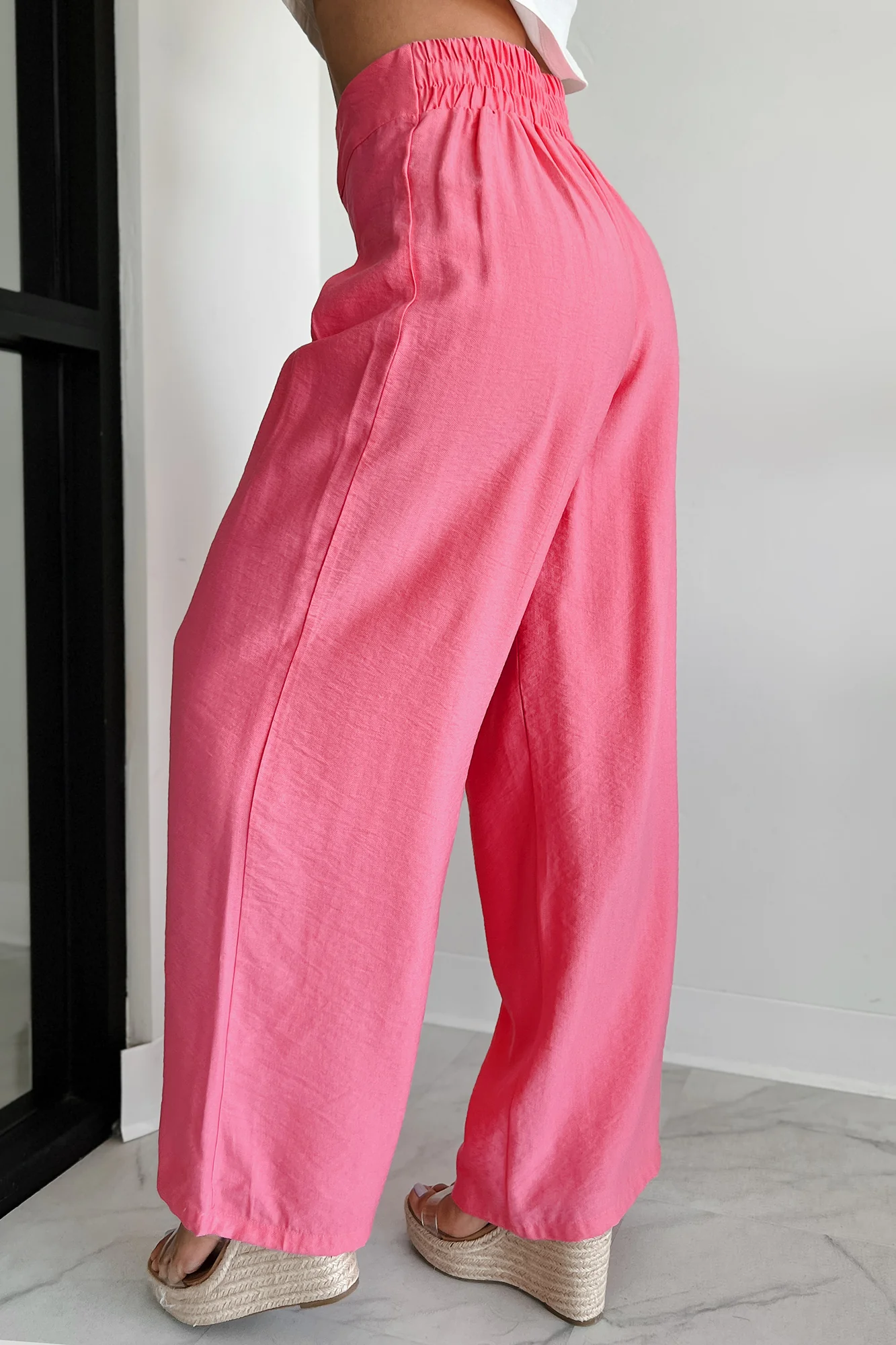 Energetic Response High Rise Pleated Wide Leg Pants (Pink) - Image 4