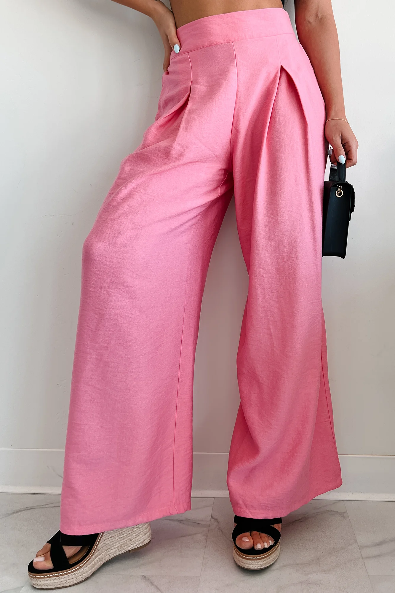 Energetic Response High Rise Pleated Wide Leg Pants (Pink) - Image 9