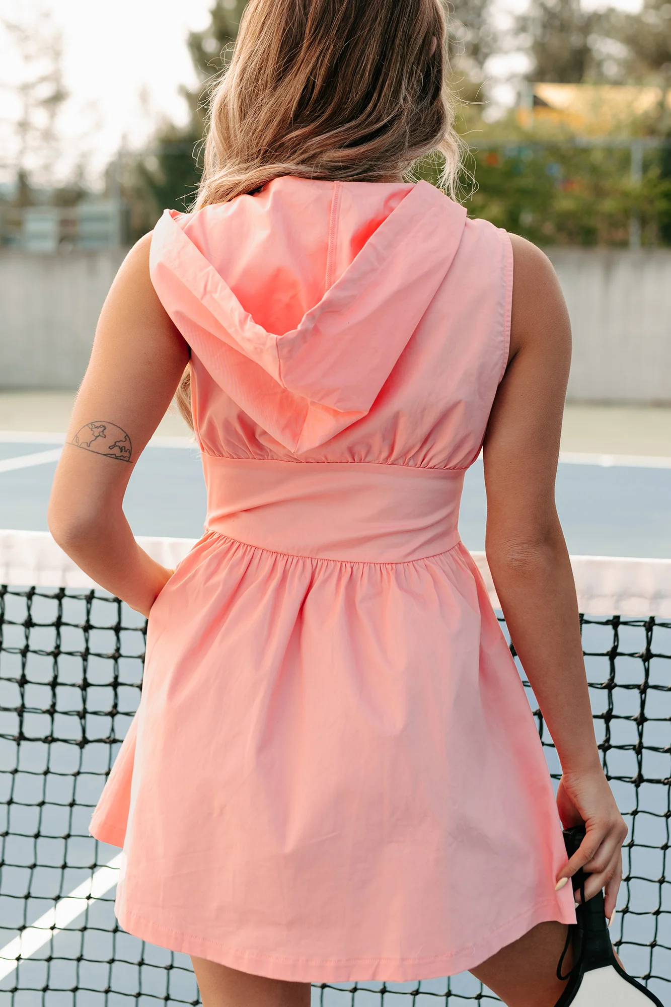Escaping The Shadows Hooded Mini Dress (Pink) - Image 3