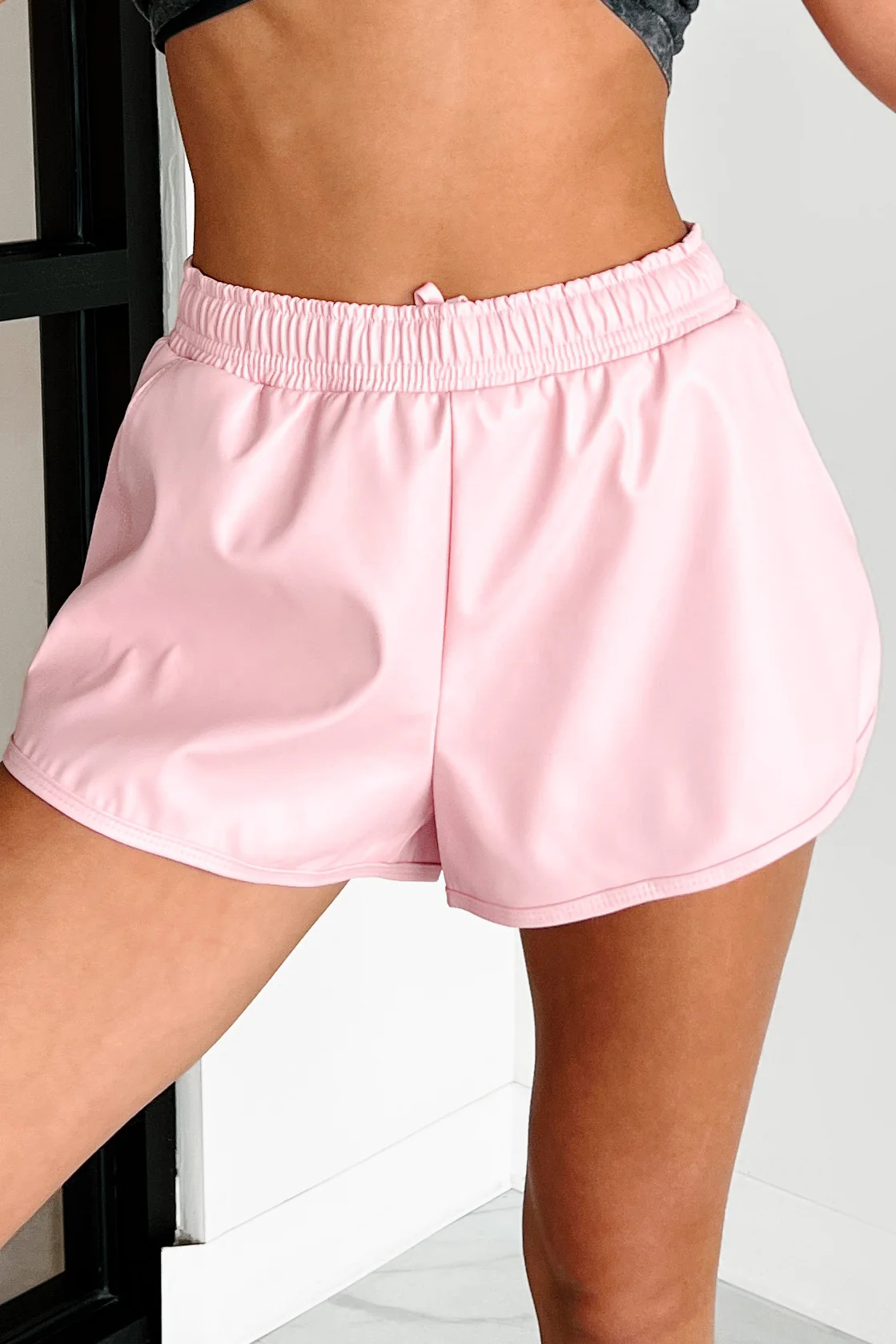 Expected Outcomes Faux Leather Shorts (Pink) - Image 2