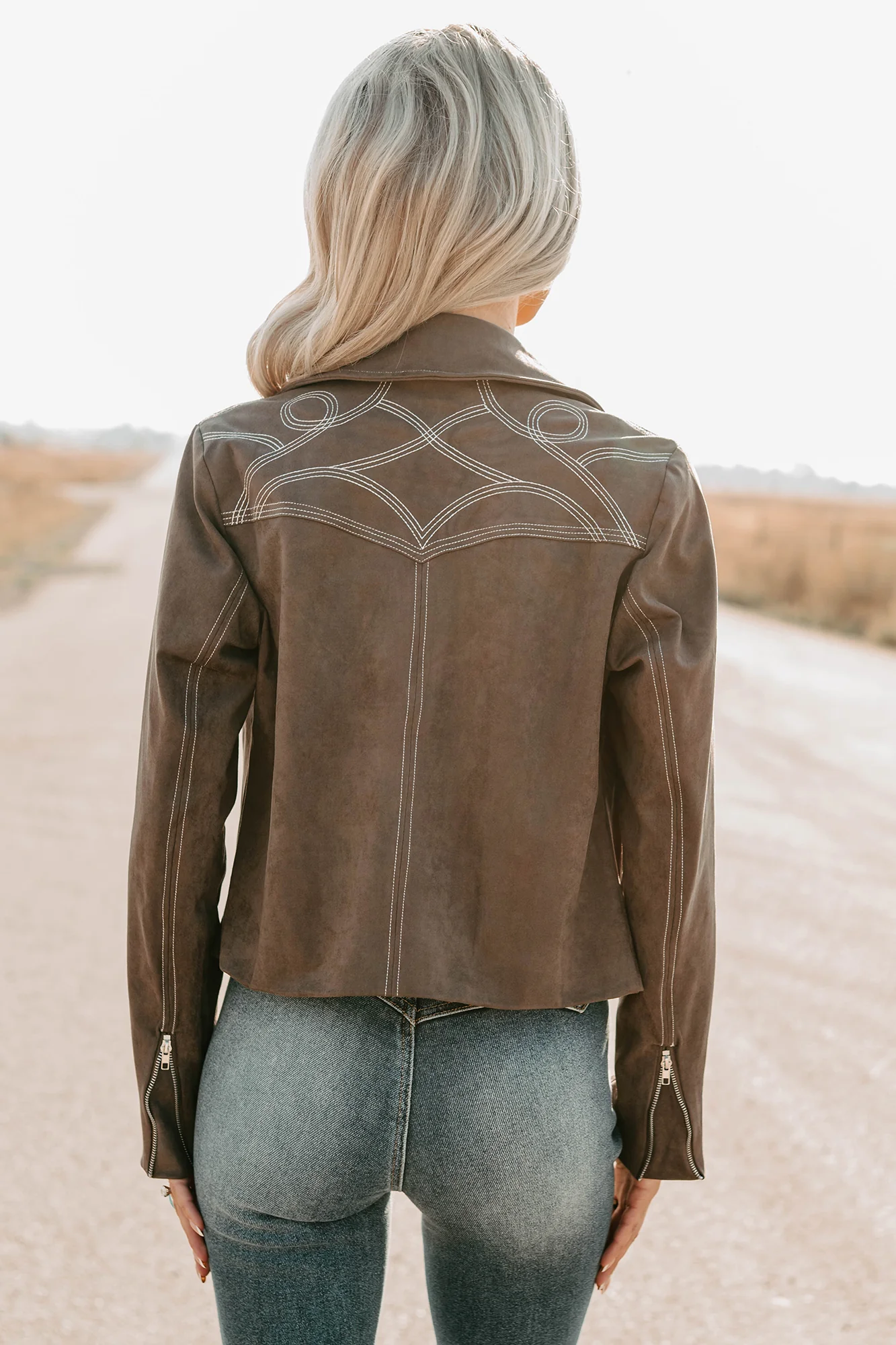 Exploring More Faux Suede Zip-Up Jacket (Charcoal) - Image 6