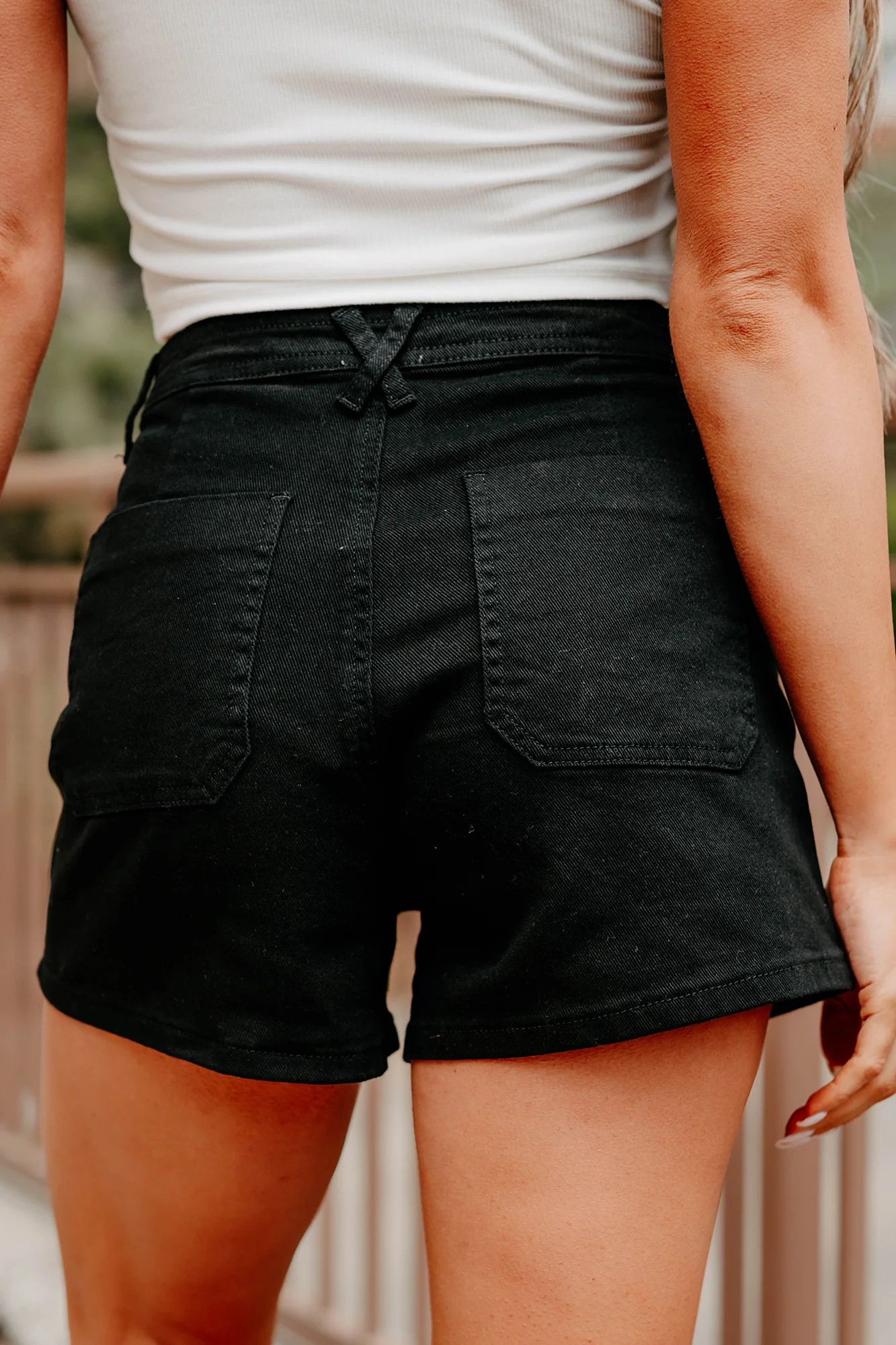 Exploring More High Rise Denim Shorts (Black) - Image 5