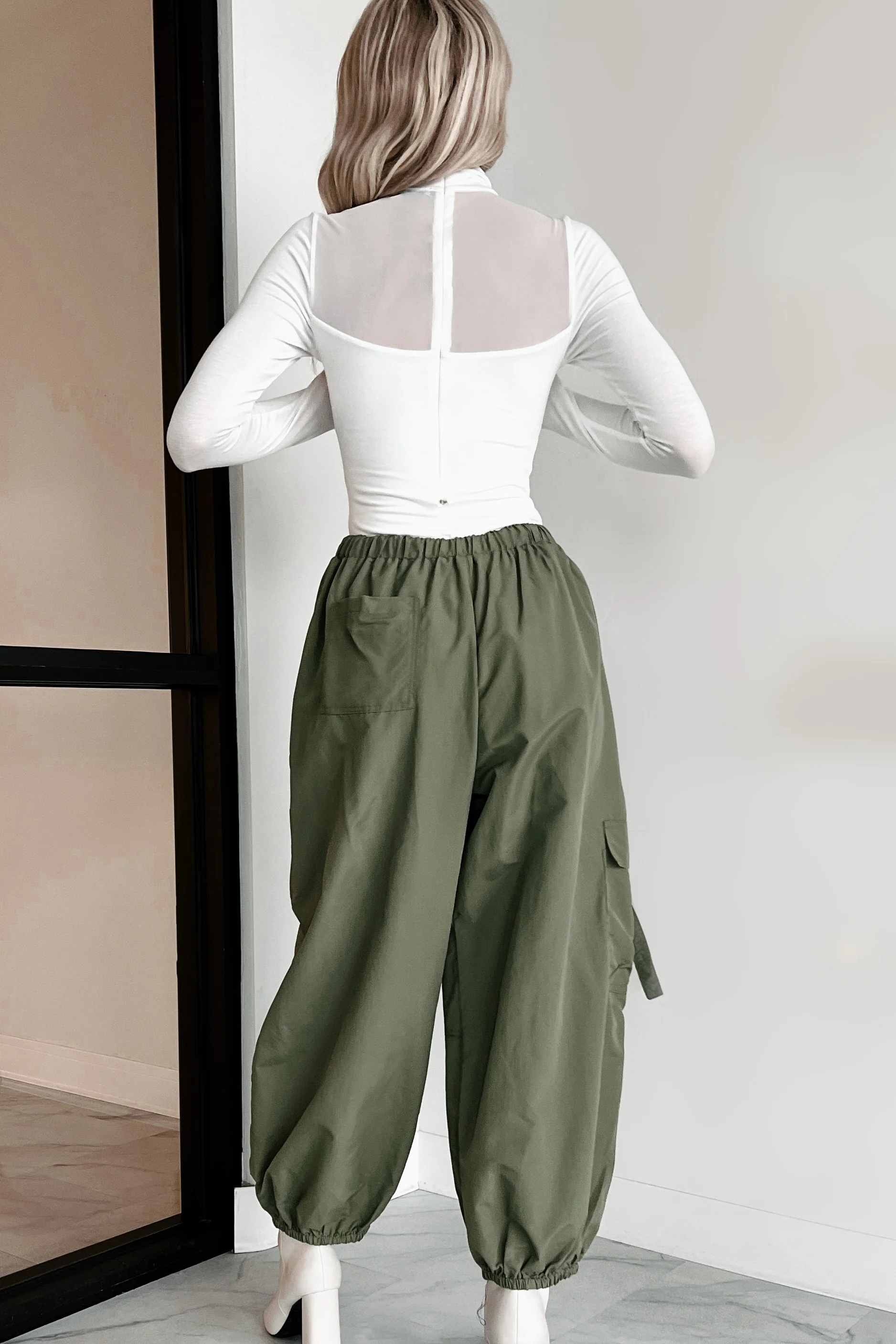 DOORBUSTER Farren Cargo Parachute Pants (Olive) - Image 4