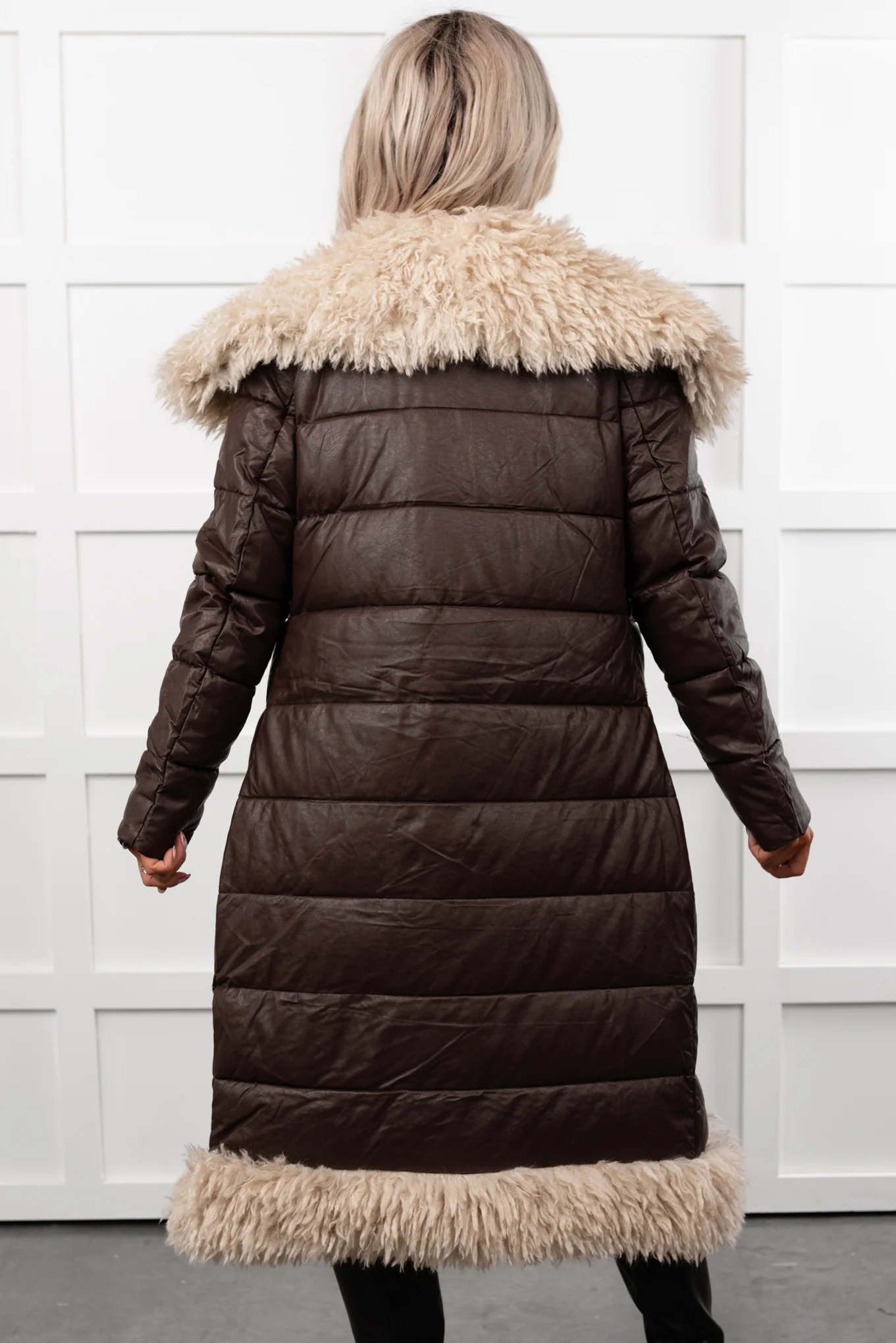 Fashioned Right Faux Fur Trim Puffer Coat (Coffee) - Image 4