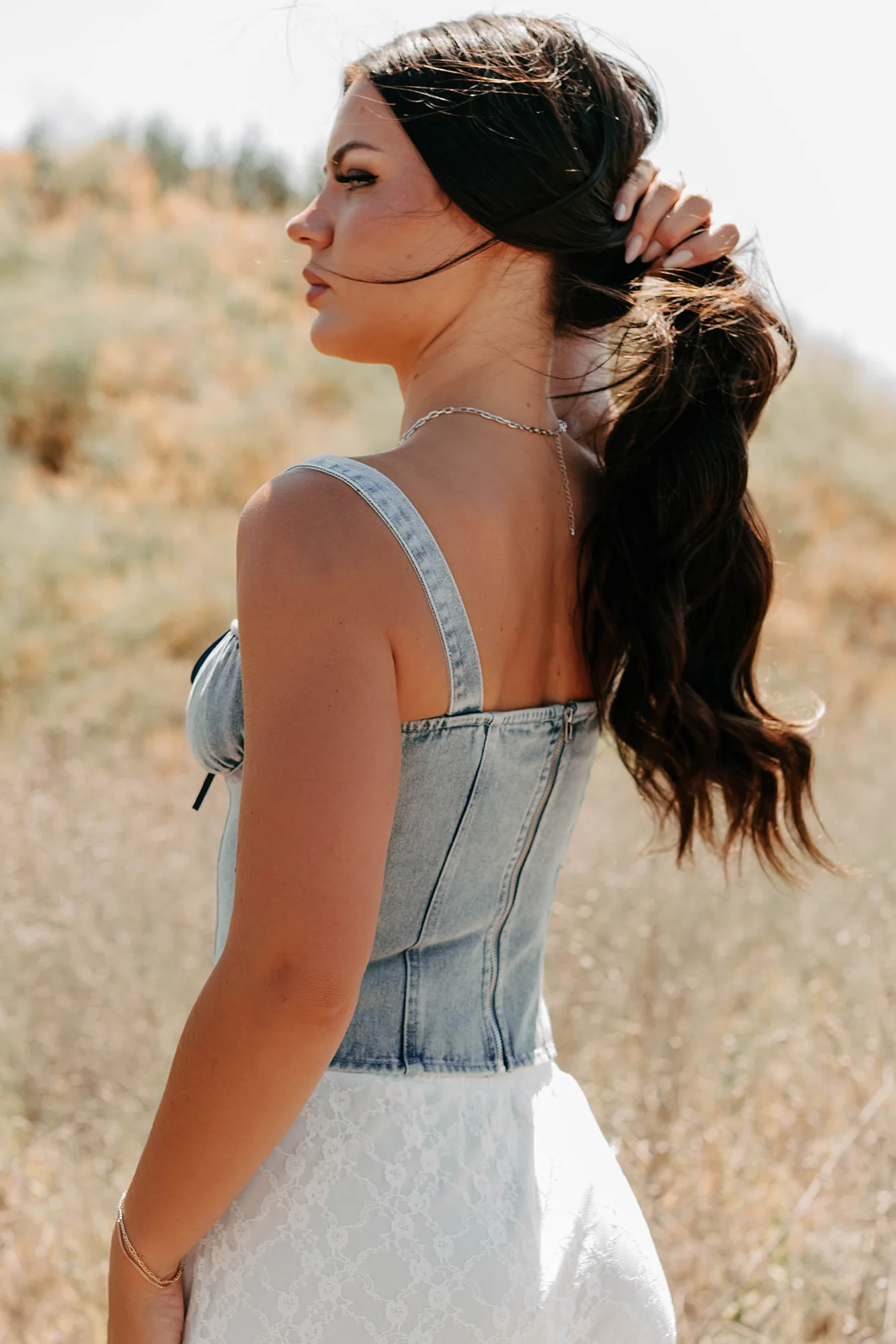 Fast Lane Living Denim Bustier Top (Denim) - Image 3