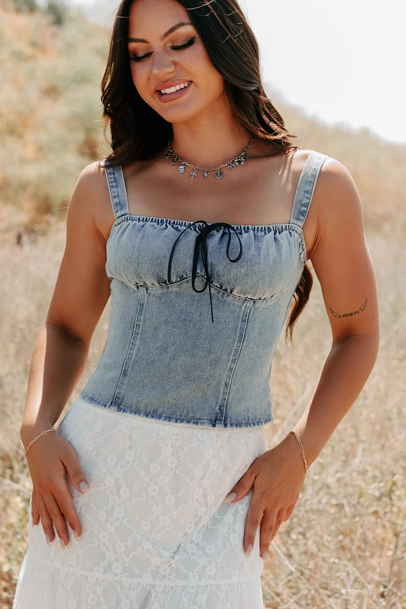 Fast Lane Living Denim Bustier Top (Denim) - Image 4