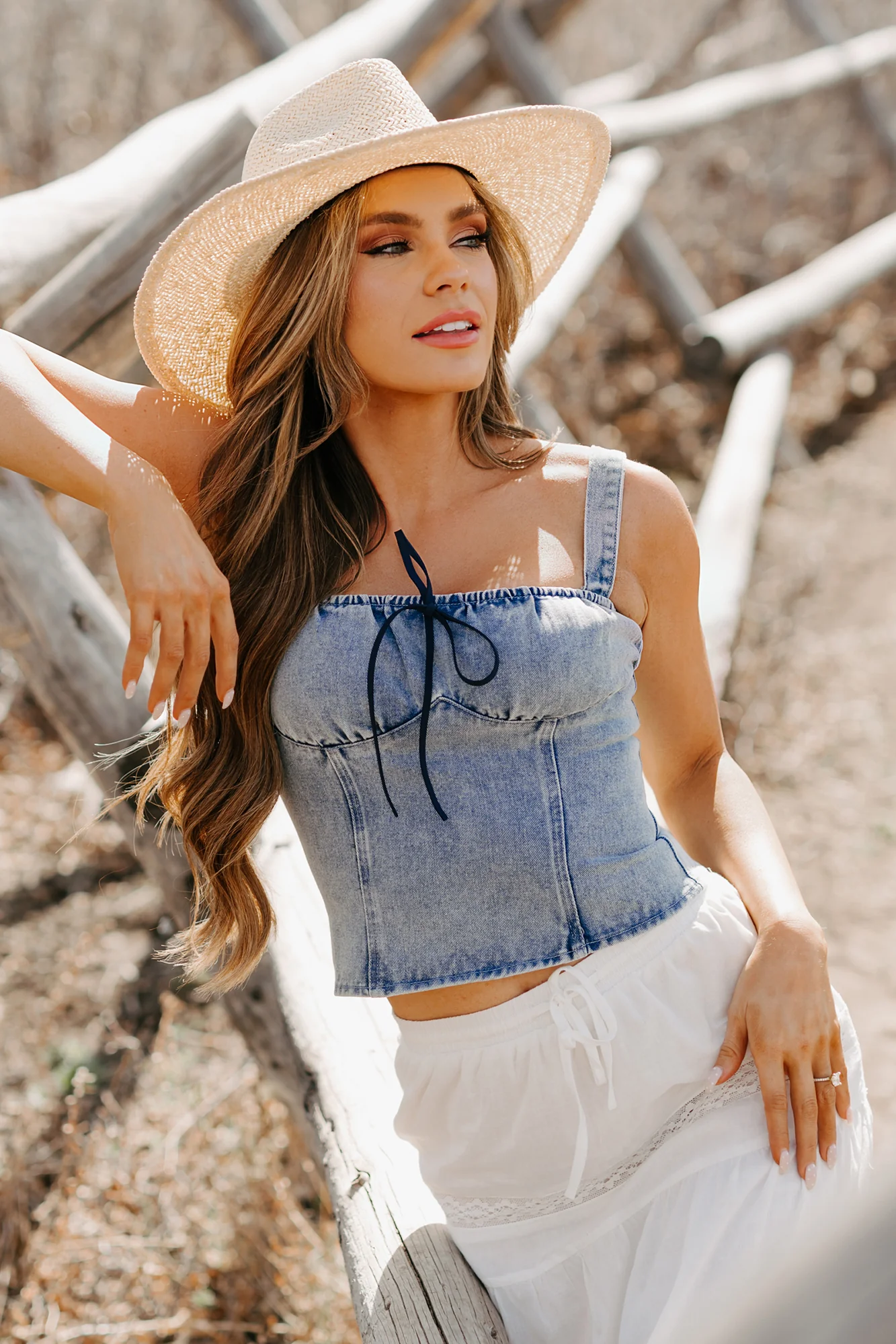 Fast Lane Living Denim Bustier Top (Denim) - Image 5
