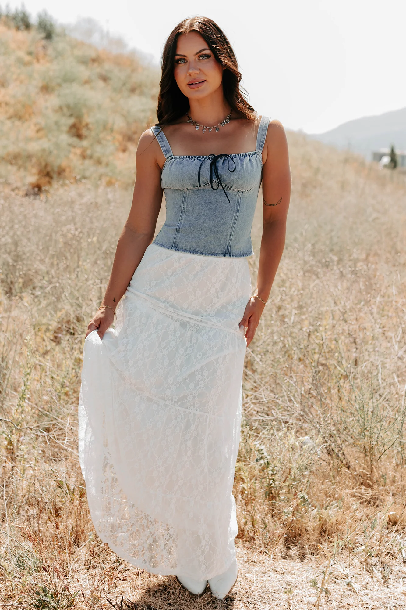Fast Lane Living Denim Bustier Top (Denim) - Image 7