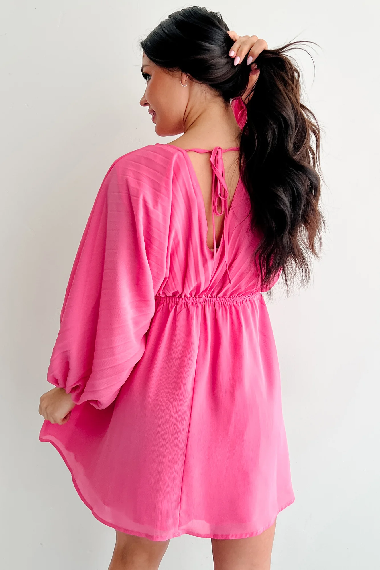 Fearless Charm Long Sleeve Mini Dress (Bubblegum) - Image 3