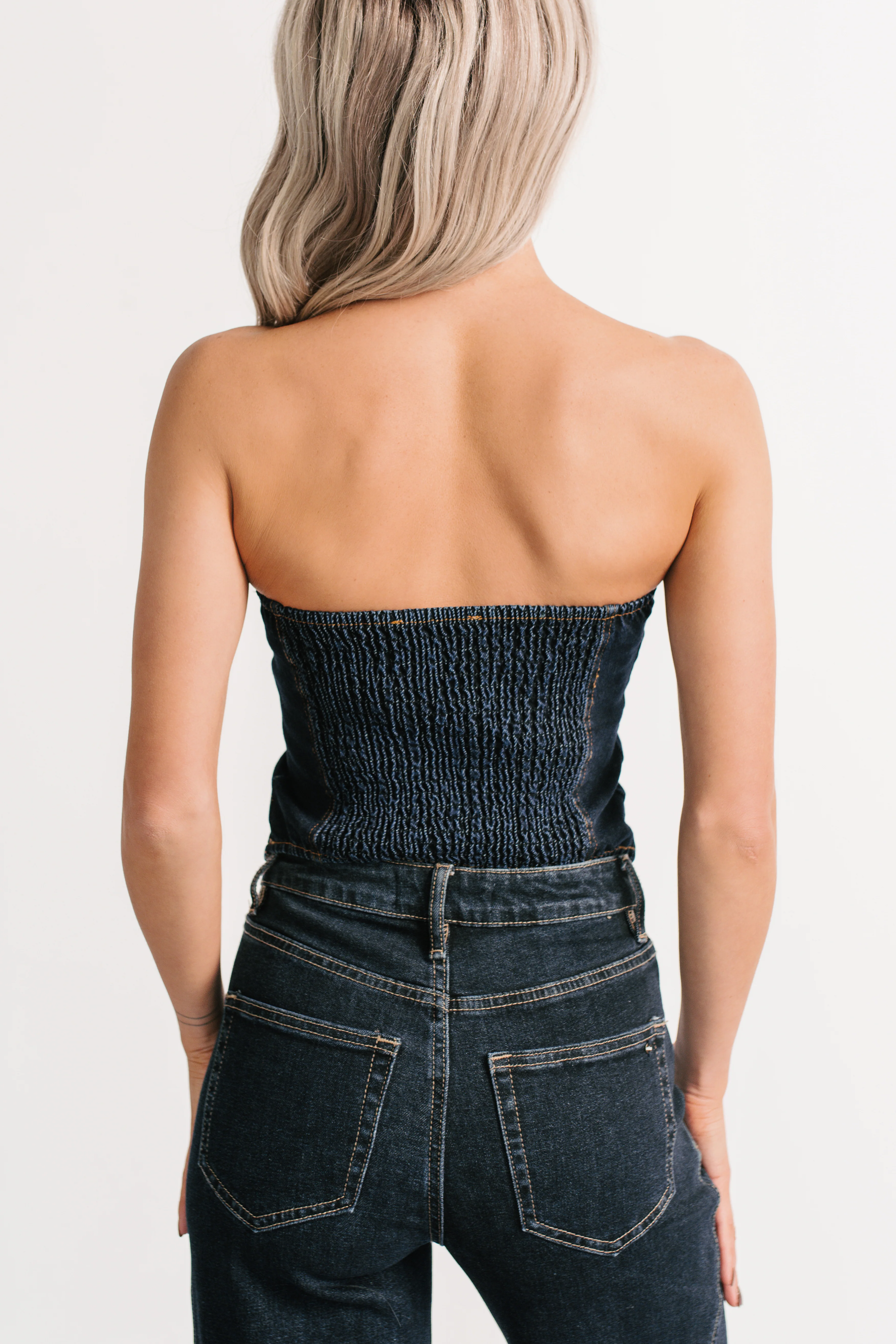 Fearless Mood Scalloped Denim Crop Top (Denim) - Image 4