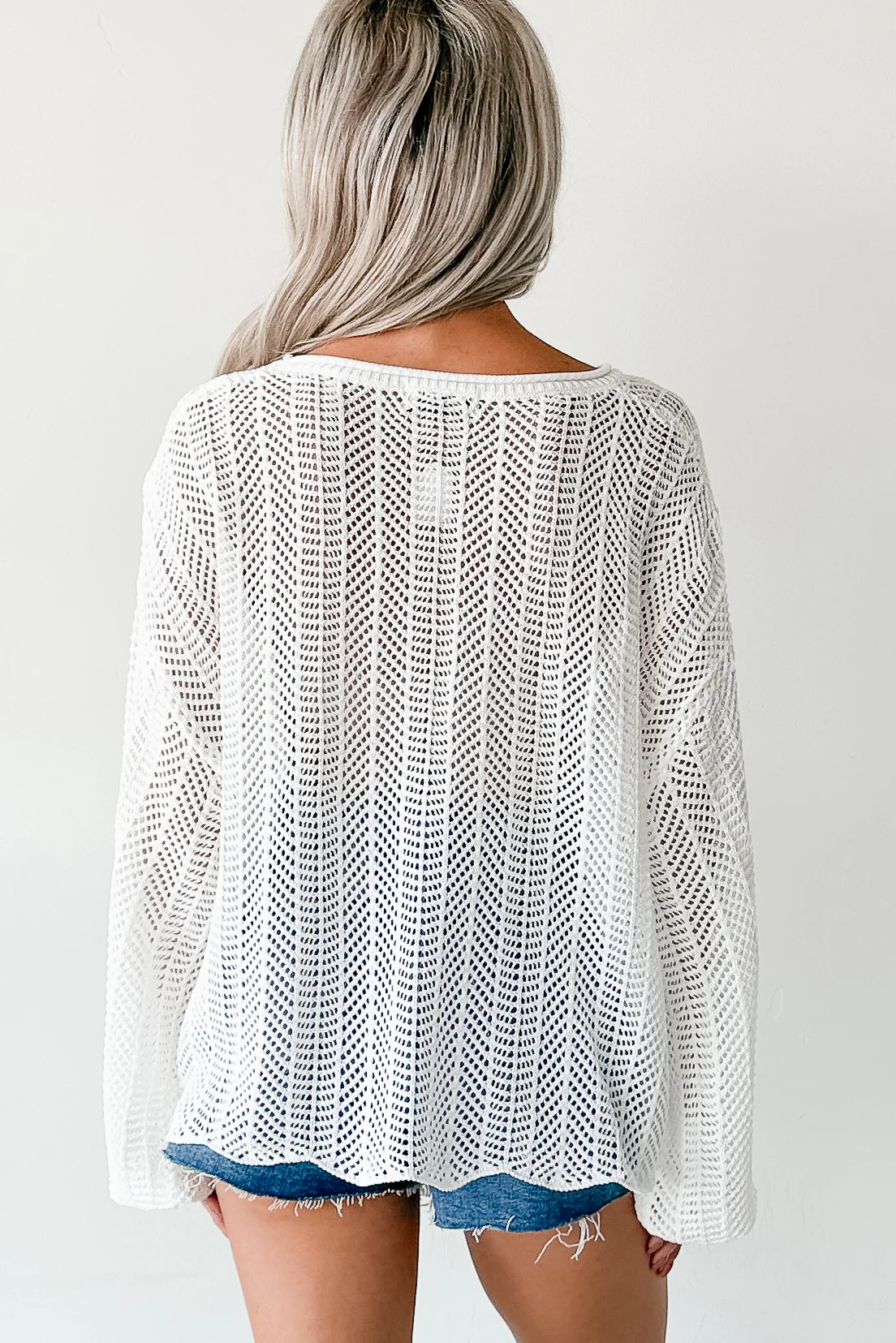 Feel Good Flow Open Knit Zenana Sweater (Ivory) - Image 4