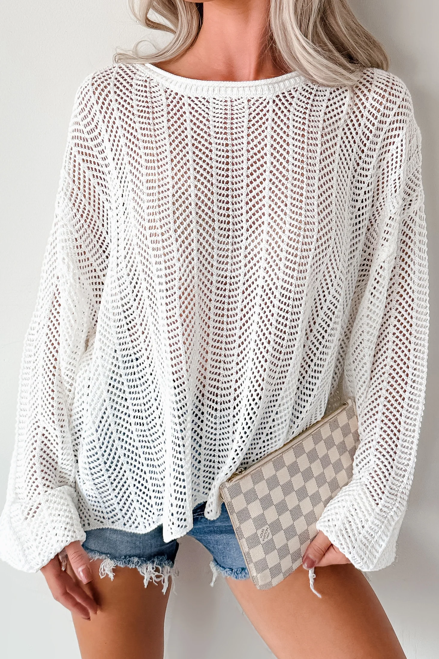Feel Good Flow Open Knit Zenana Sweater (Ivory) - Image 6