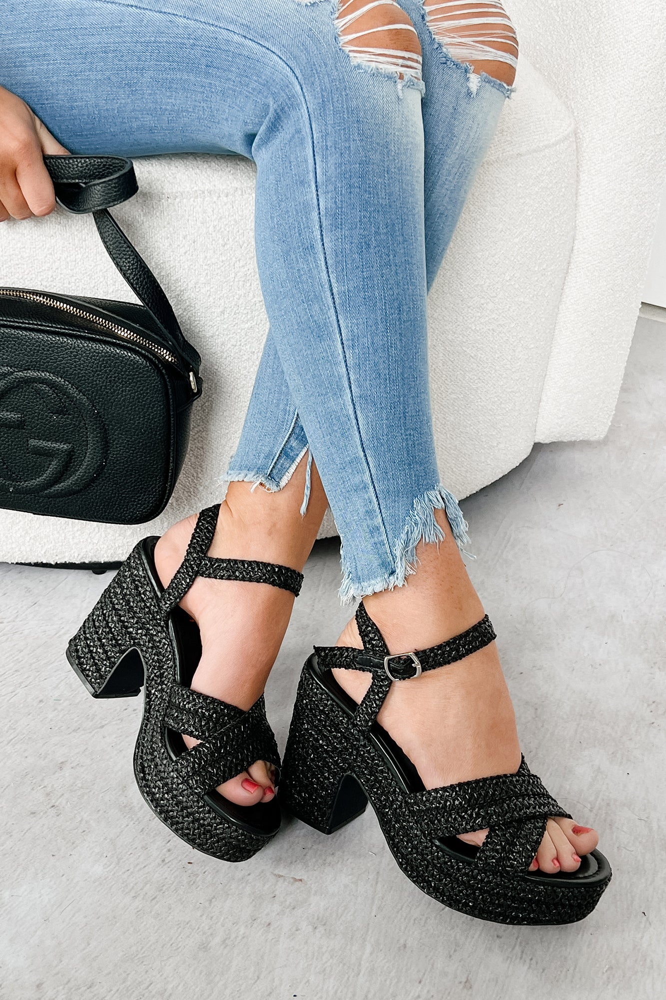 Feeling Dandy Chunky Heel Woven Sandals (Block) - Image 4