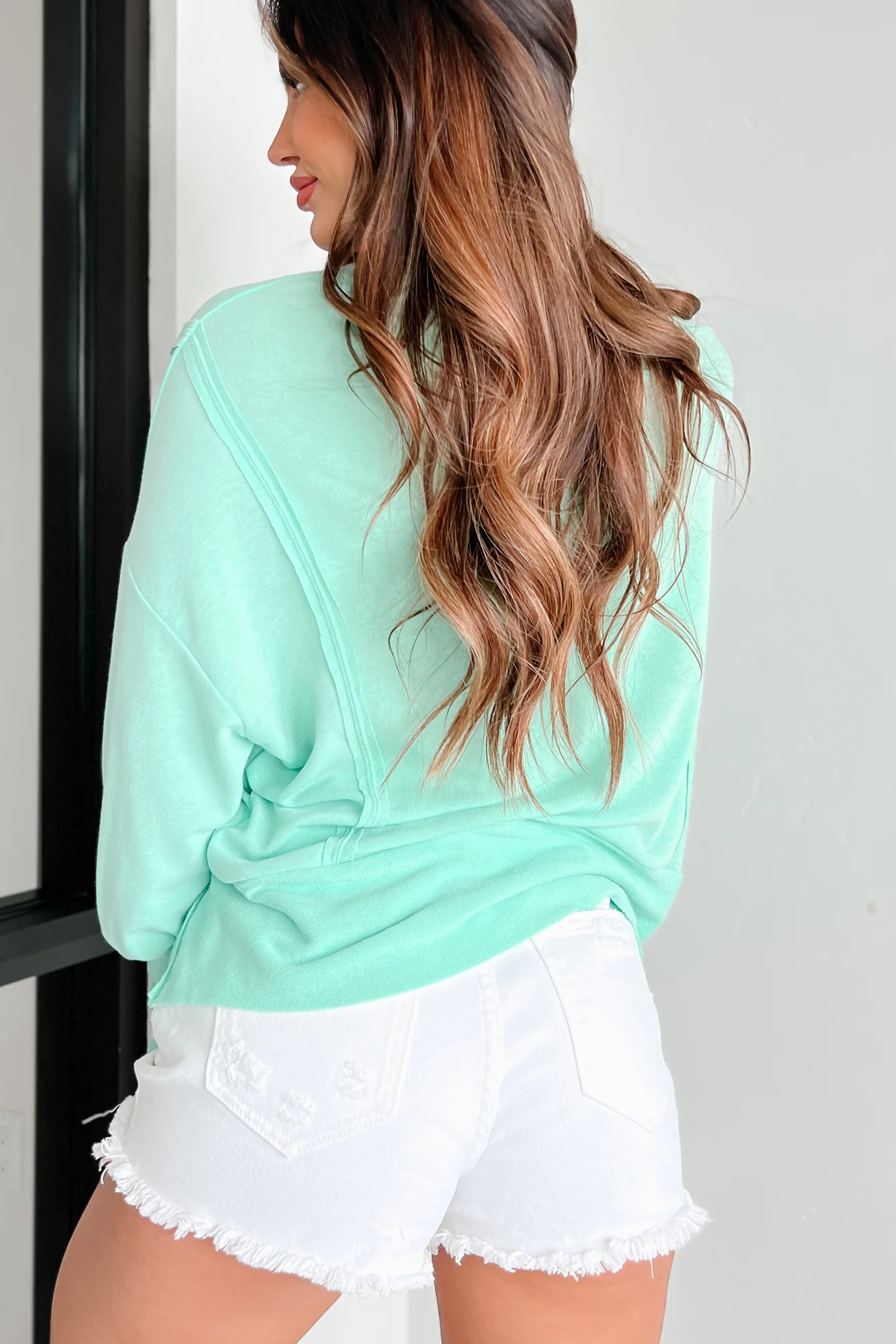 Feeling Mellow Oversized Long Sleeve Top (MInt) - Image 3
