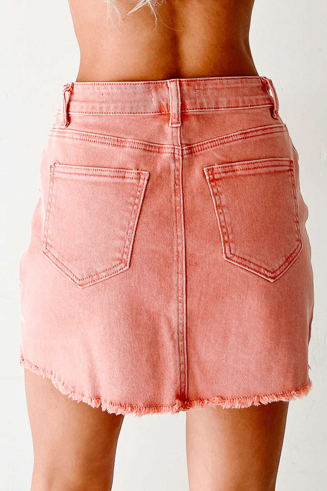 Feeling Social Zenana Denim Mini Skirt (Ash Pink) - Image 2