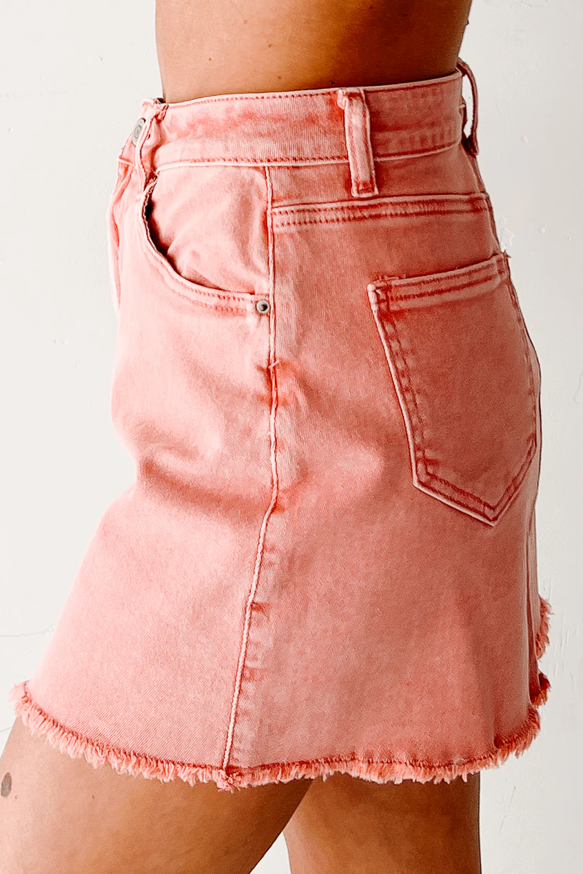Feeling Social Zenana Denim Mini Skirt (Ash Pink) - Image 4