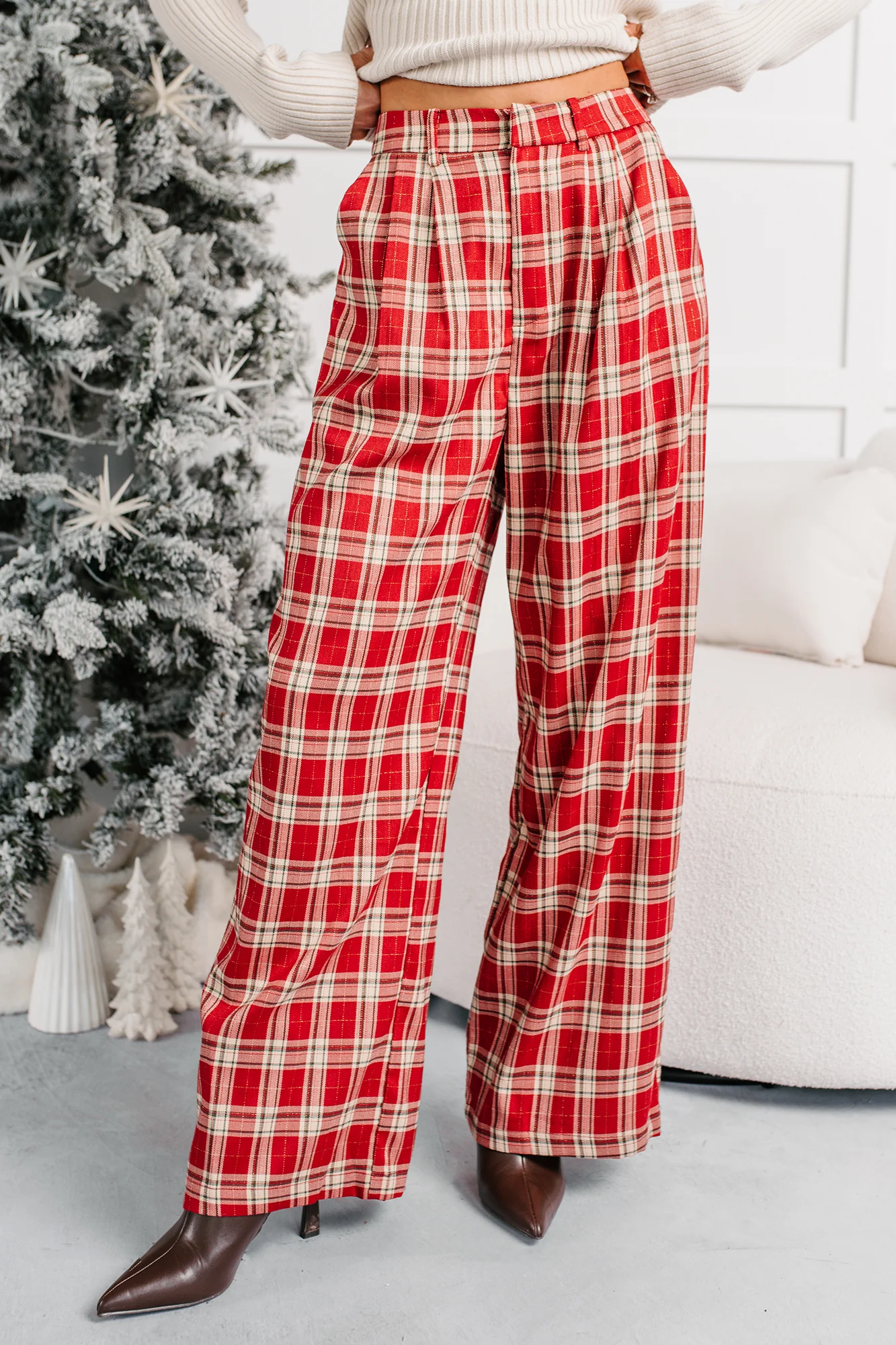 Festive Fun Plaid Wide Leg Pants (Red/Multi) - Image 8