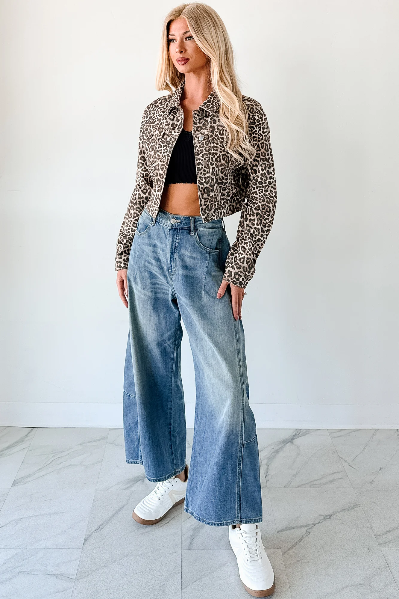 Fierce By Nature Cropped Denim Jacket (Leopard) - Image 9