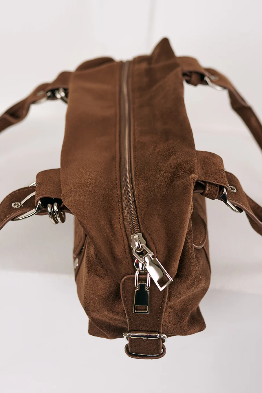 Fierce Calm Studded Faux Suede Bag (Dark Brown) - Image 5